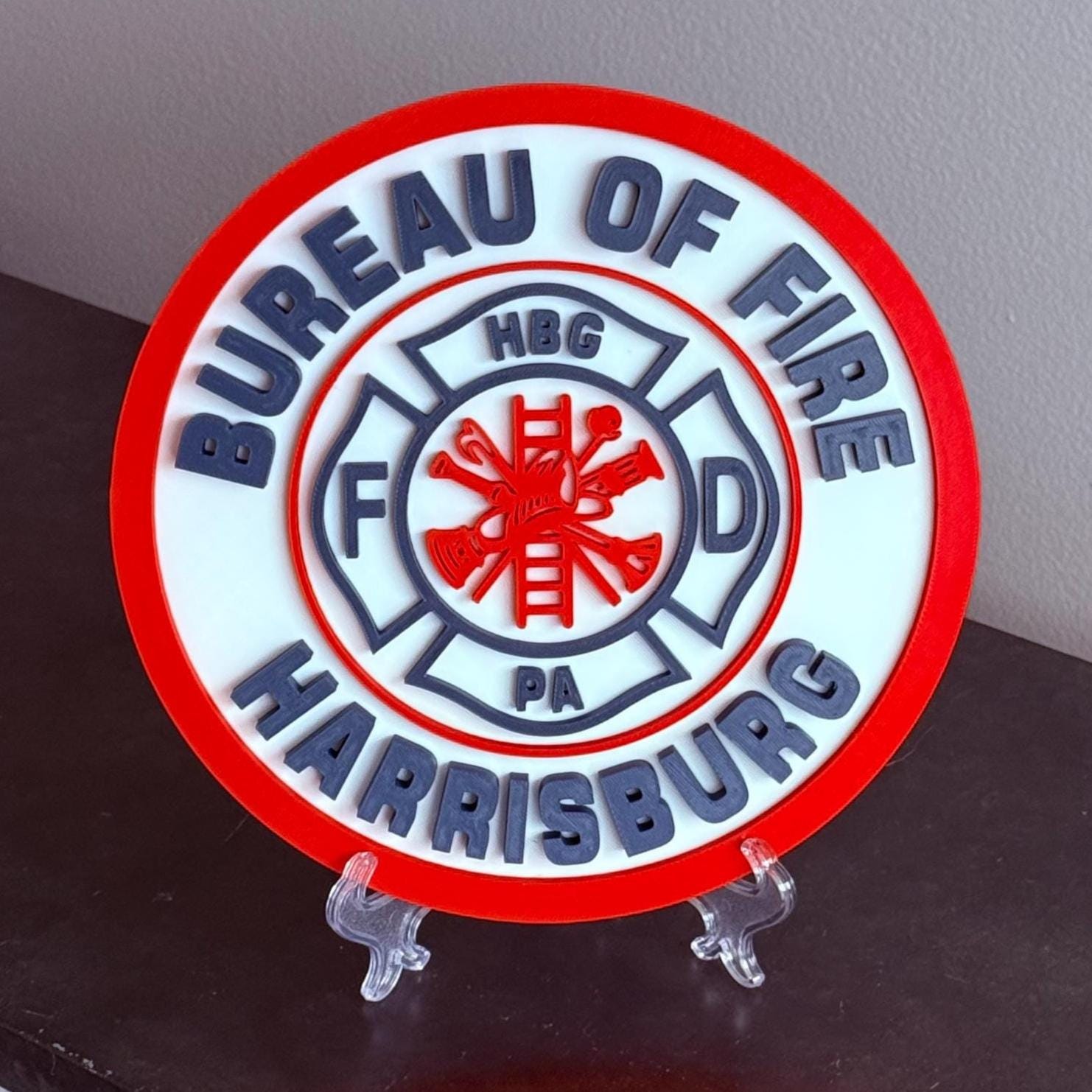 Harrisburg Bureau of Fire Department 3D Embossed Plaque: First Responder Wall Art Pennsylvania