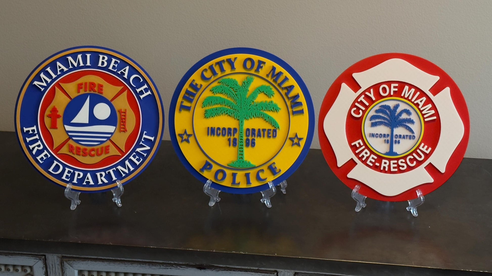Miami Dade Fire Rescue Plaque: 3D Embossed First Responder Wall Art Florida