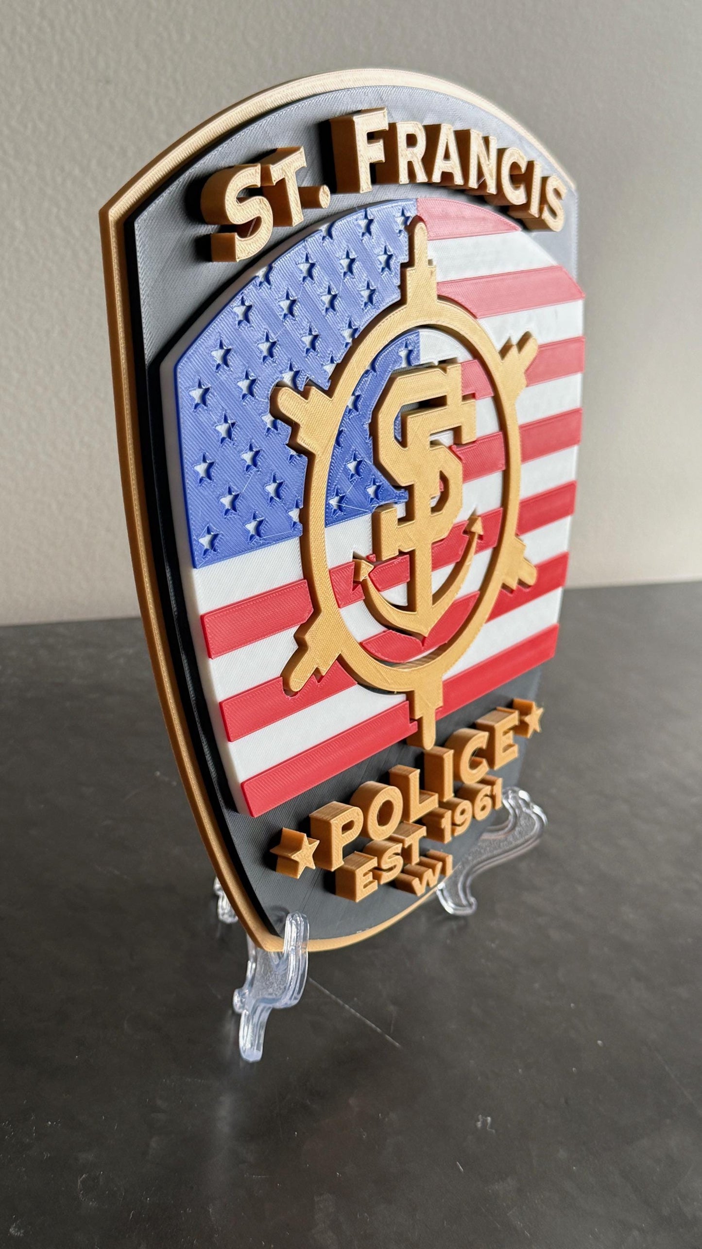 St. Francis Police Department 3D Embossed Plaque: First Responder Wall Art Wisconsin