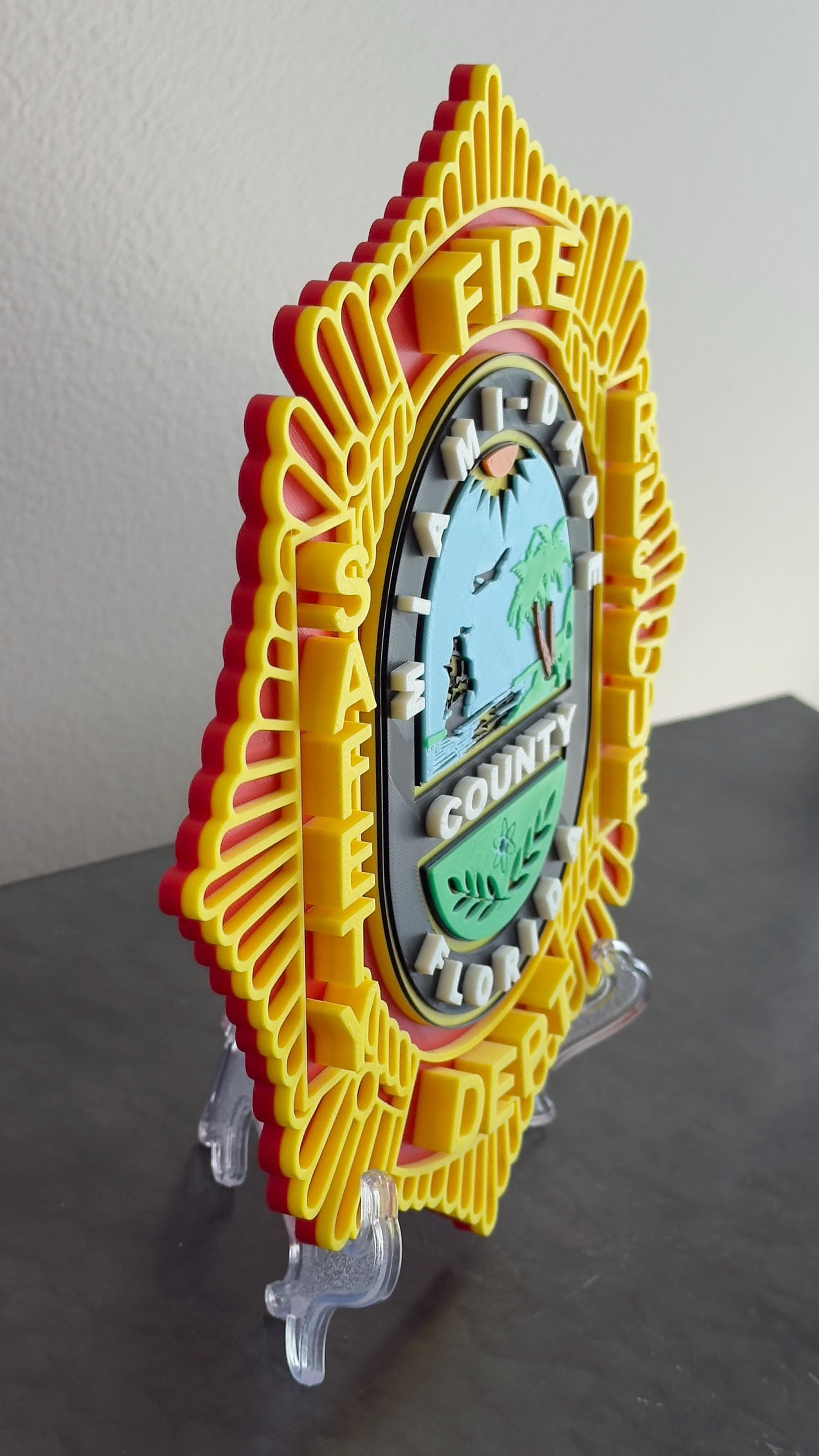 Miami Dade Fire Rescue Plaque: 3D Embossed First Responder Wall Art Florida