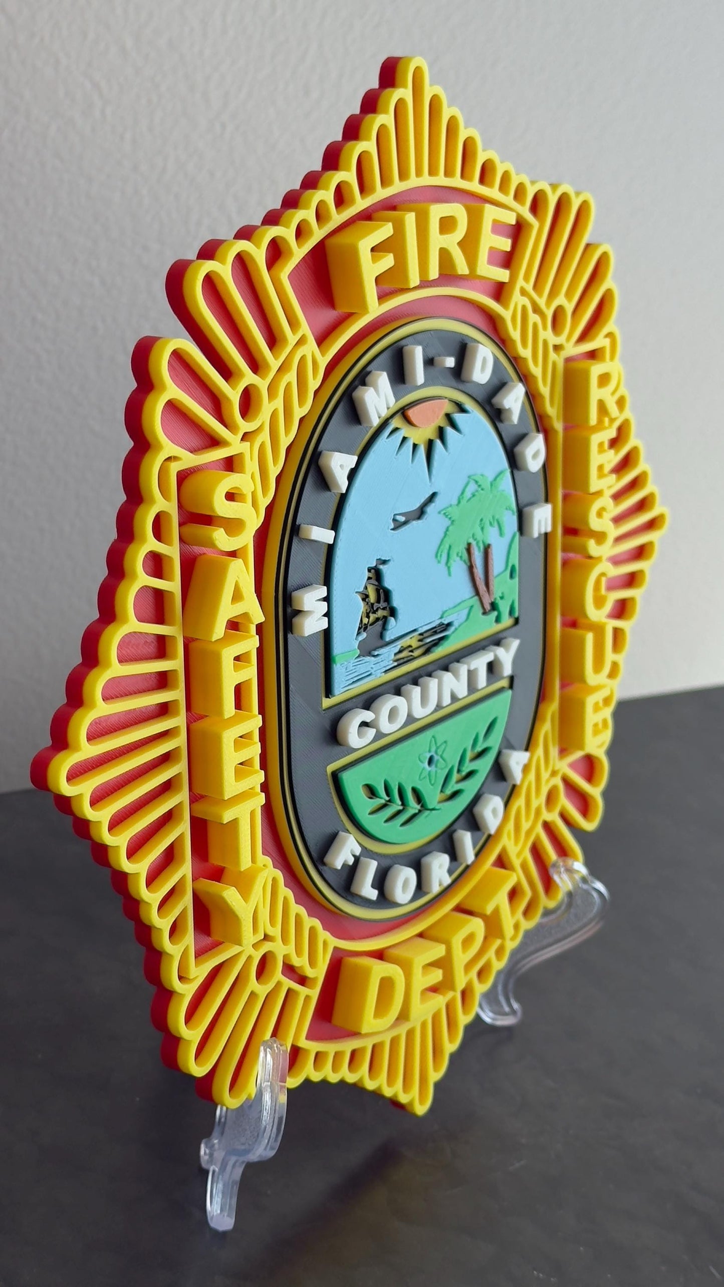 Miami Dade Fire Rescue Plaque: 3D Embossed First Responder Wall Art Florida