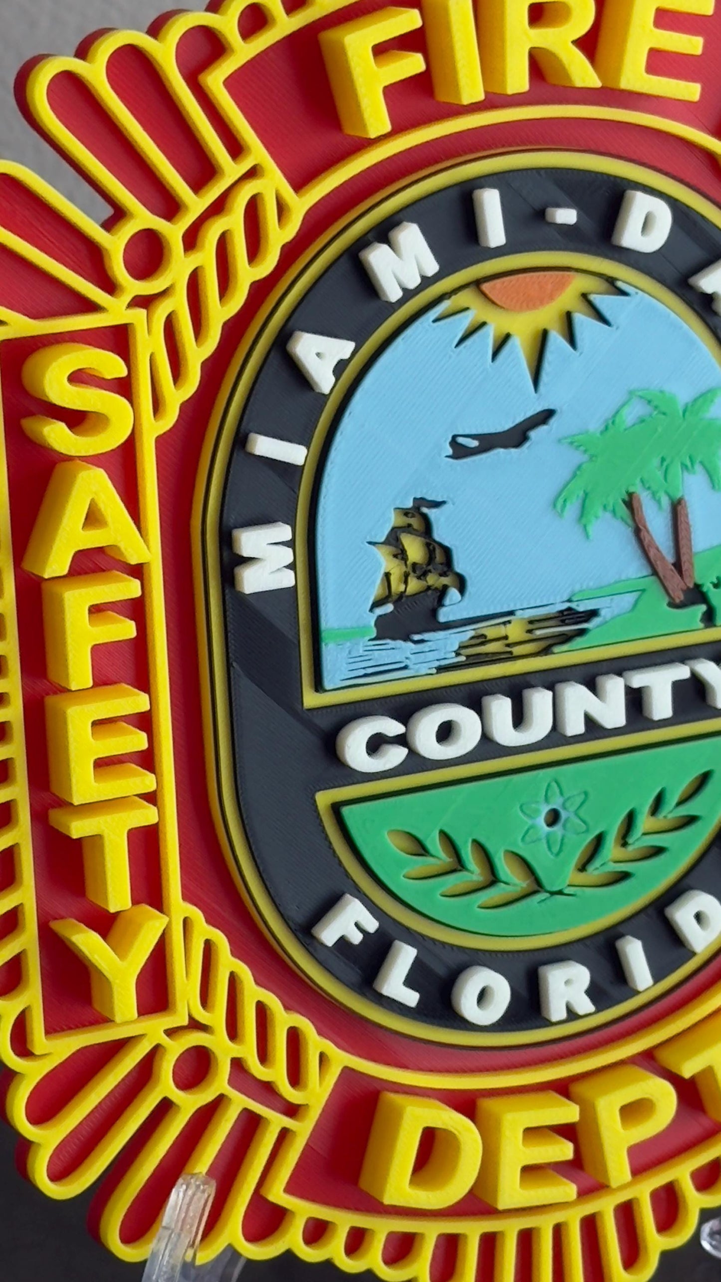 Miami Dade Fire Rescue Plaque: 3D Embossed First Responder Wall Art Florida