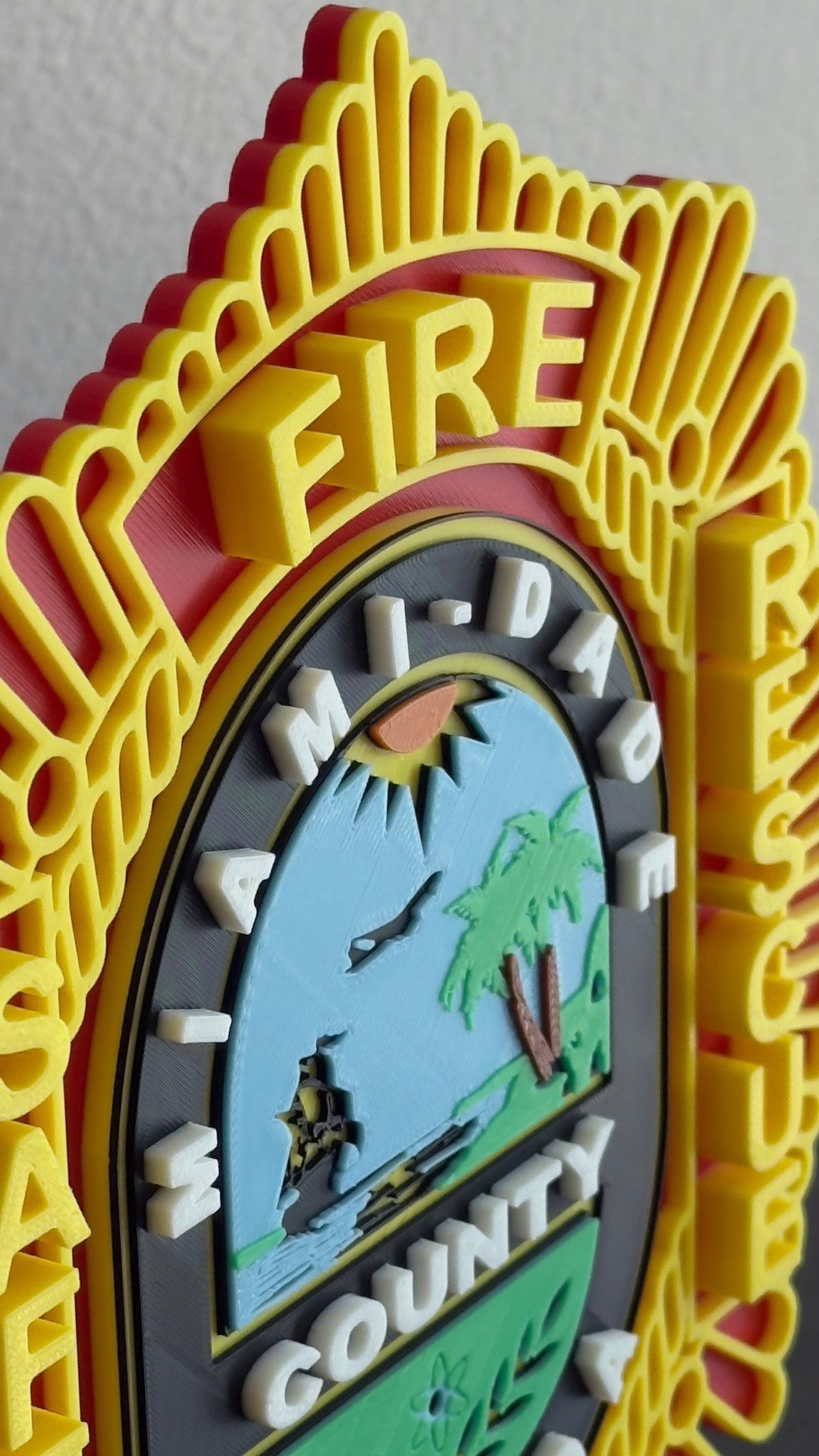 Miami Dade Fire Rescue Plaque: 3D Embossed First Responder Wall Art Florida