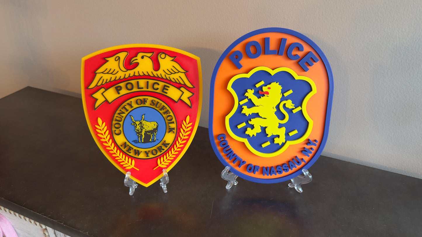 Nassau County Police 3D Embossed Plaque - Long Island NY First Responder Wall Art New York