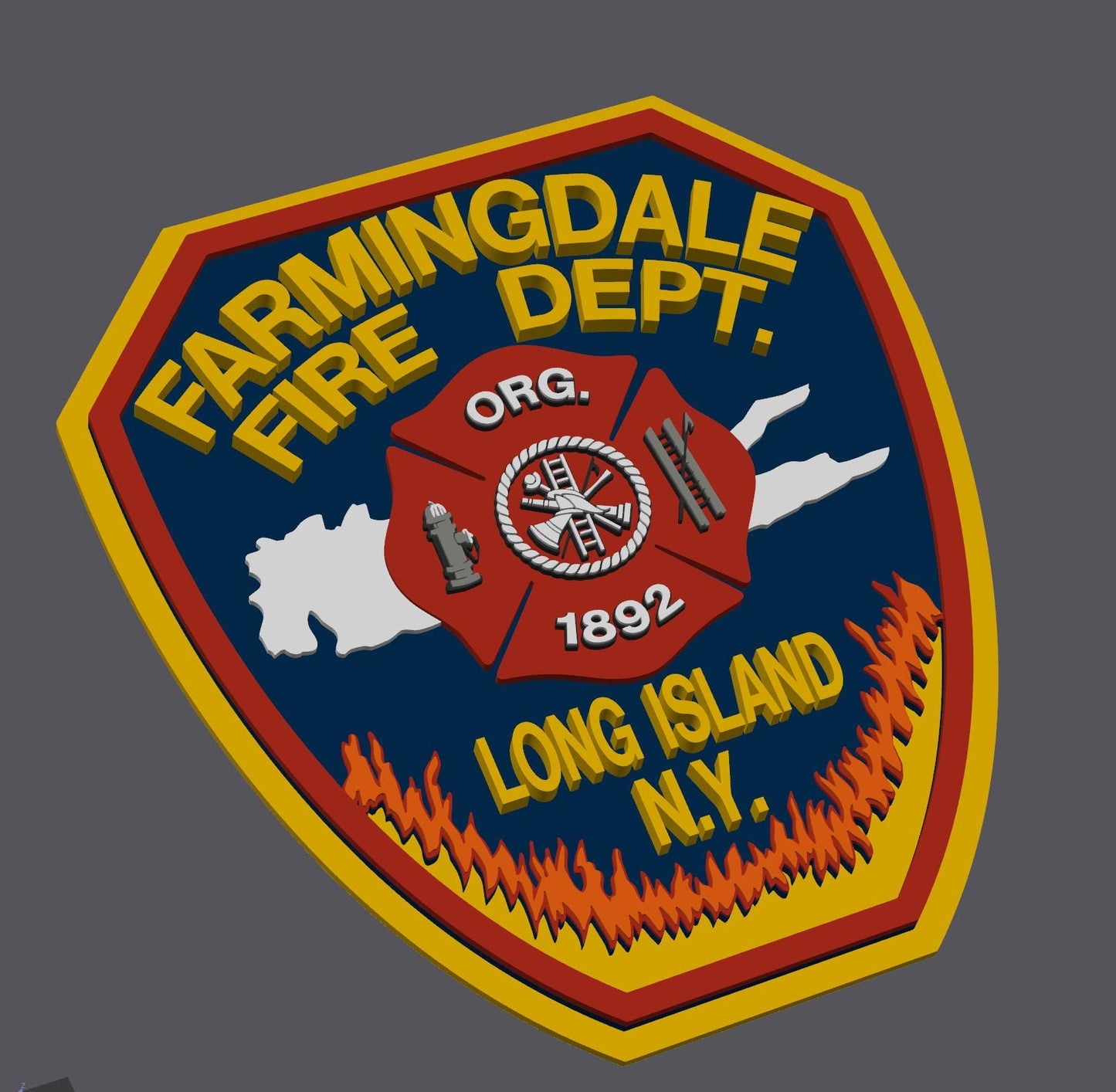 Farmingdale Fire Department 3D Embossed Plaque: Long Island, NY Firefighter Gift New York