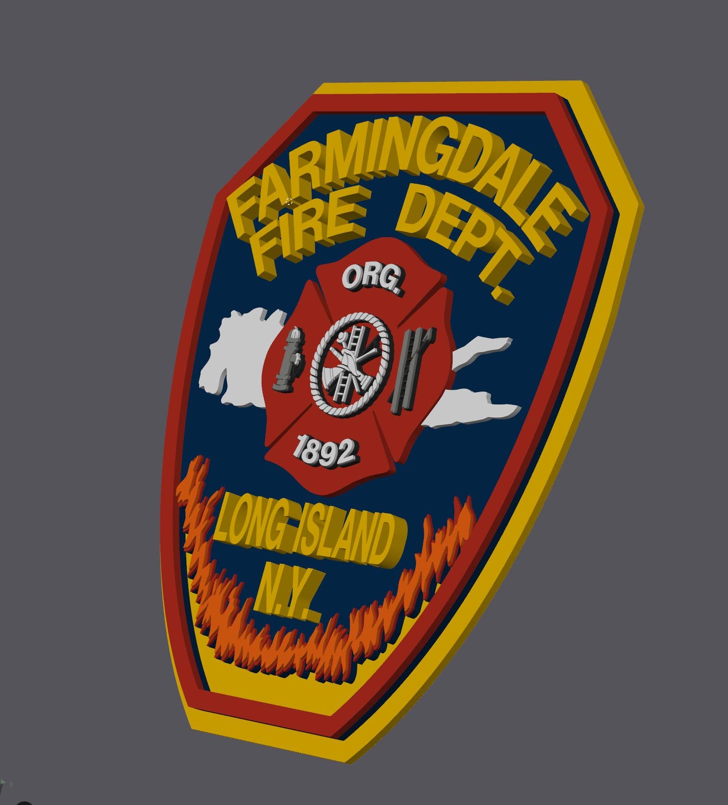 Farmingdale Fire Department 3D Embossed Plaque: Long Island, NY Firefighter Gift New York