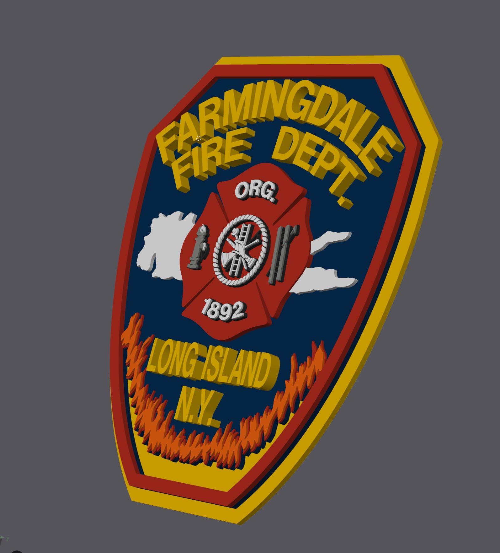 Farmingdale Fire Department 3D Embossed Plaque: Long Island, NY Firefighter Gift New York