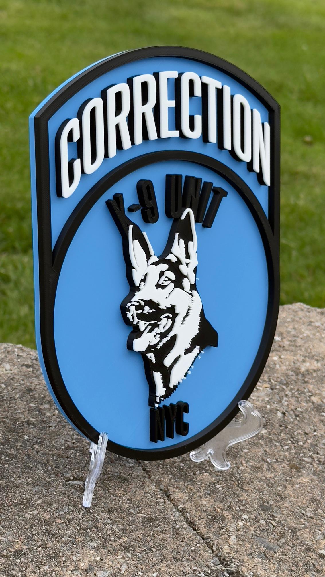 NYC DOC K9 Unit 3D Embossed Plaque: First Responder Wall Art New York
