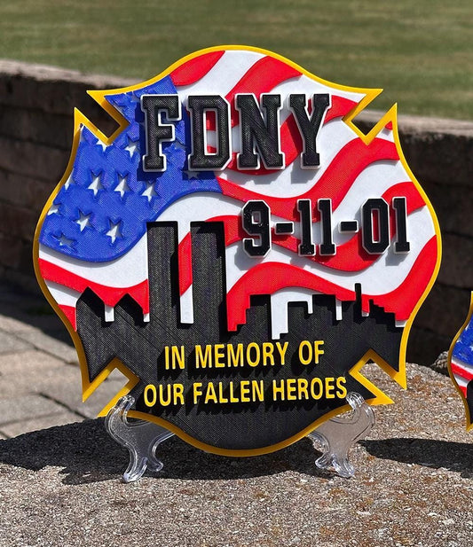 FDNY 9-11 Tribute Plaque: 3D Embossed Firefighter Display