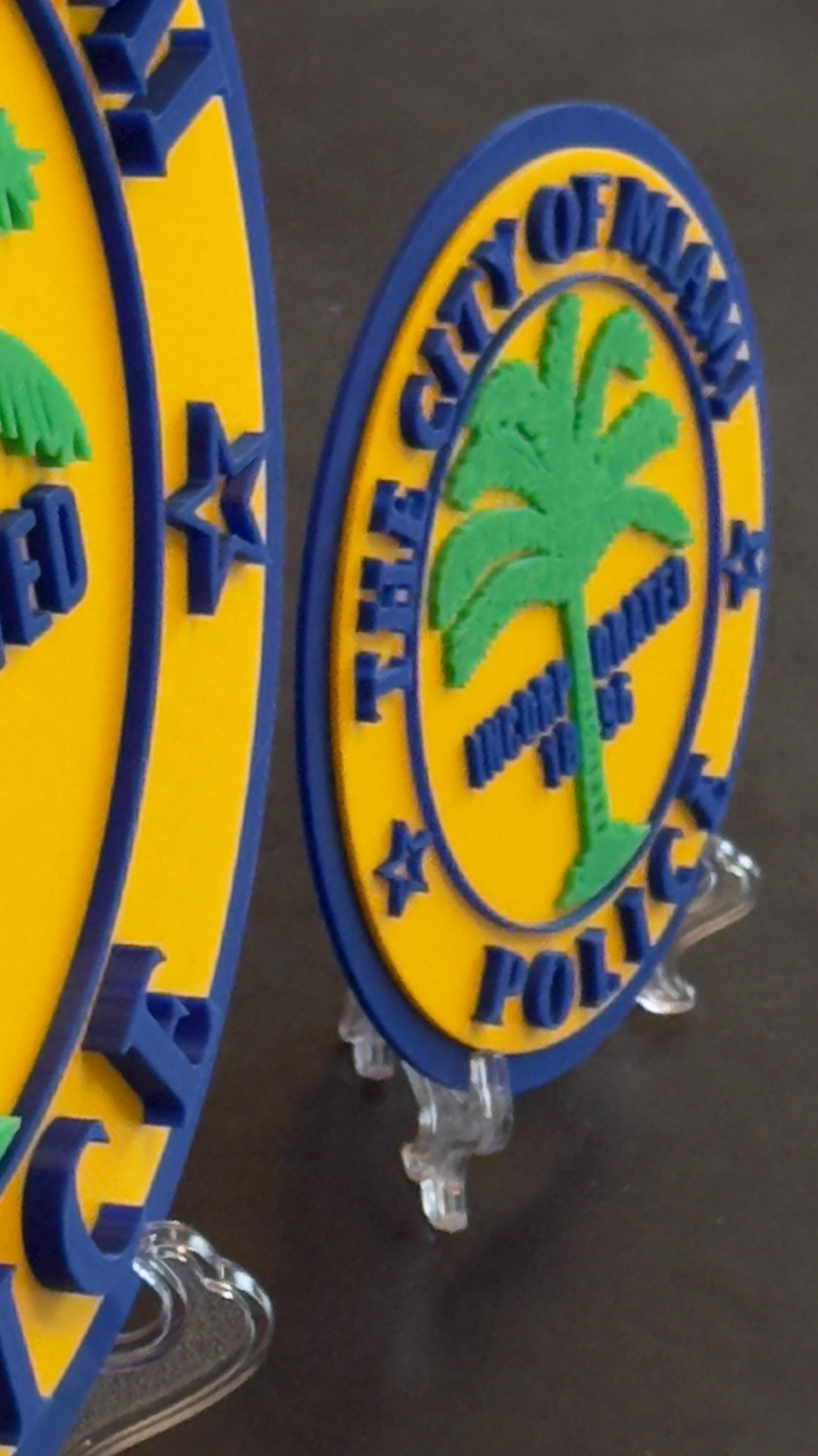 Miami Police Department Plaque: 3D Embossed Display with Stand Florida