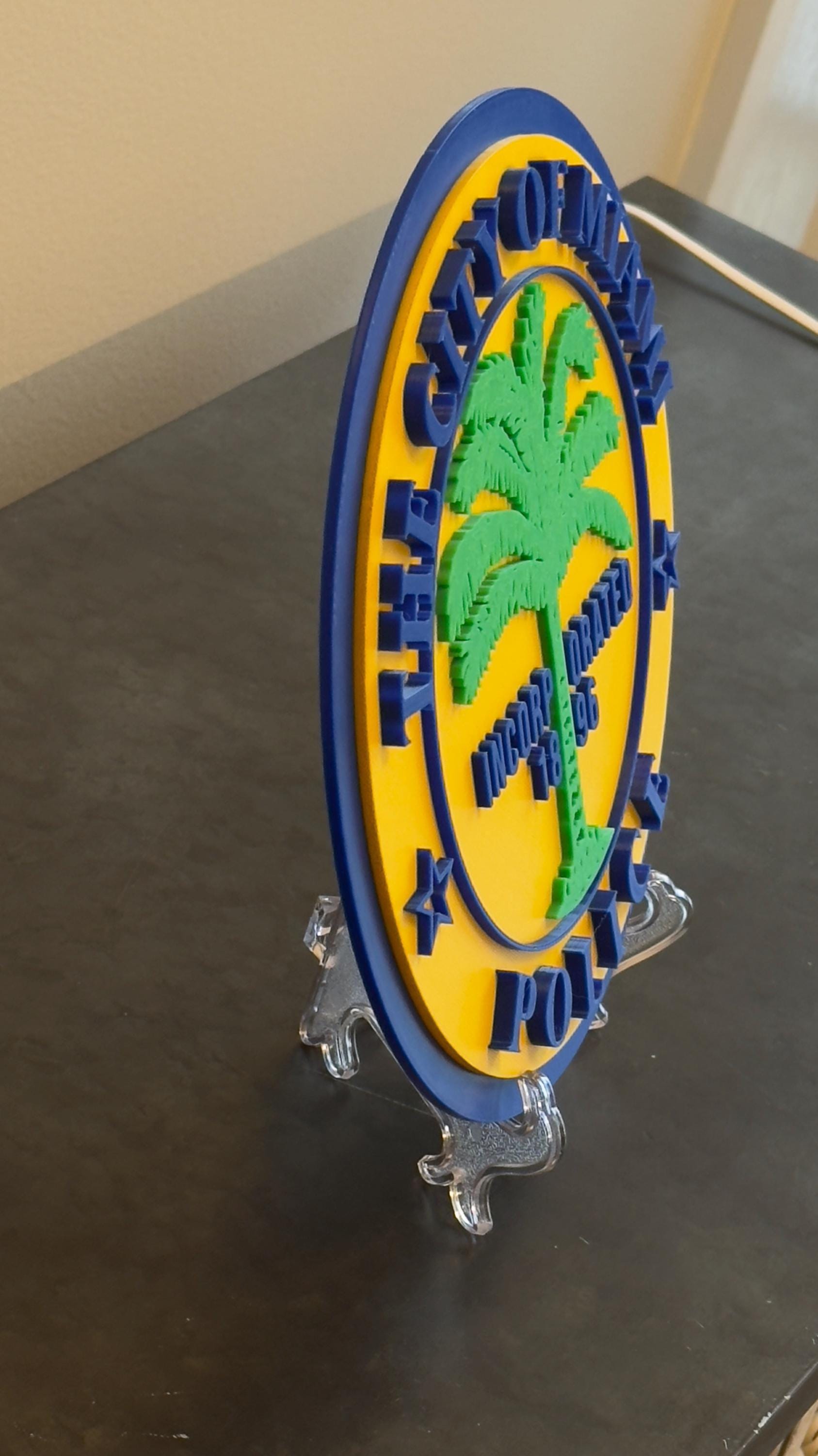 Miami Police Department Plaque: 3D Embossed Display with Stand Florida