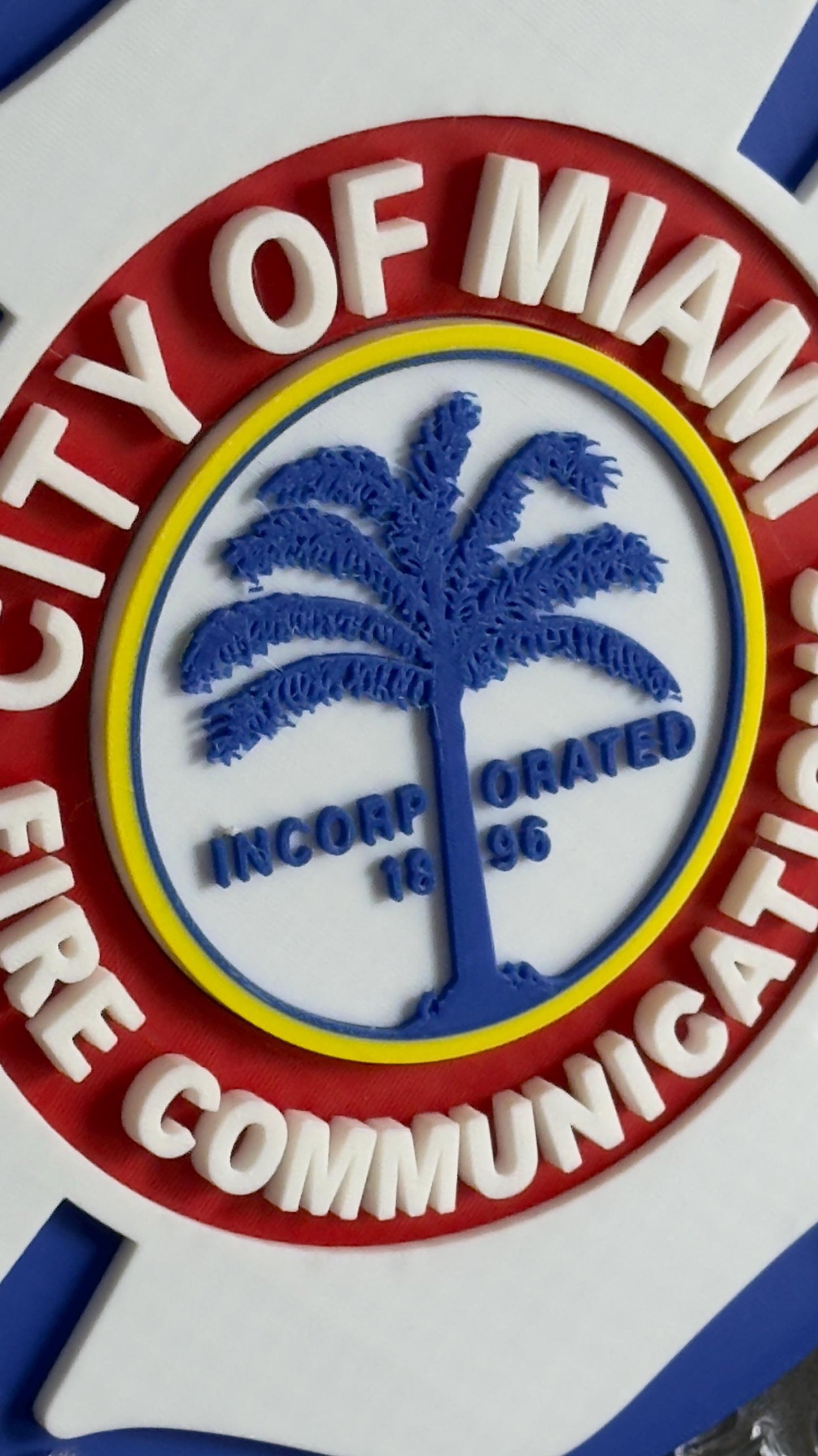Miami Fire Communications Plaque: 3D Embossed First Responder Tribute Florida