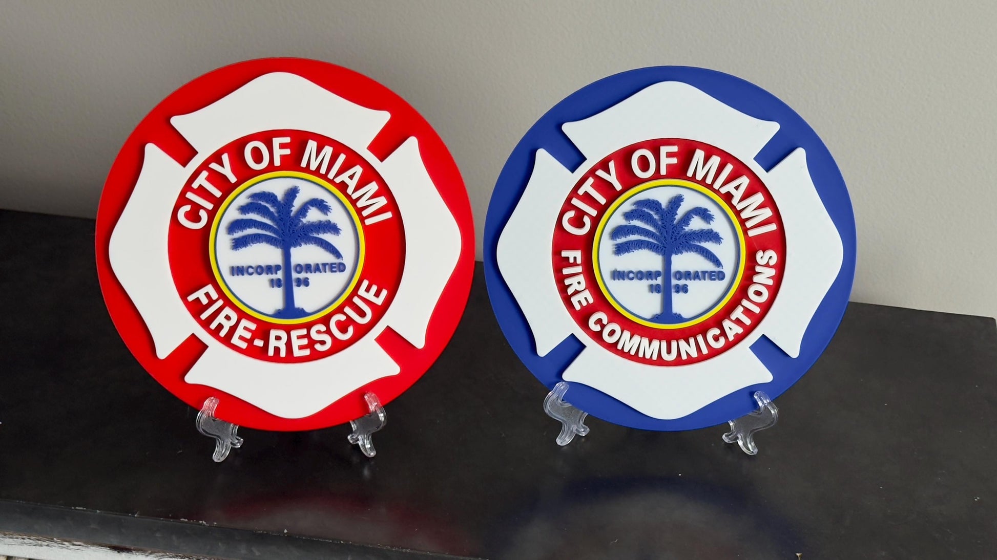 Miami Fire Rescue 3D Plaque: Embossed First Responder Wall Art Firefighter Gift Florida