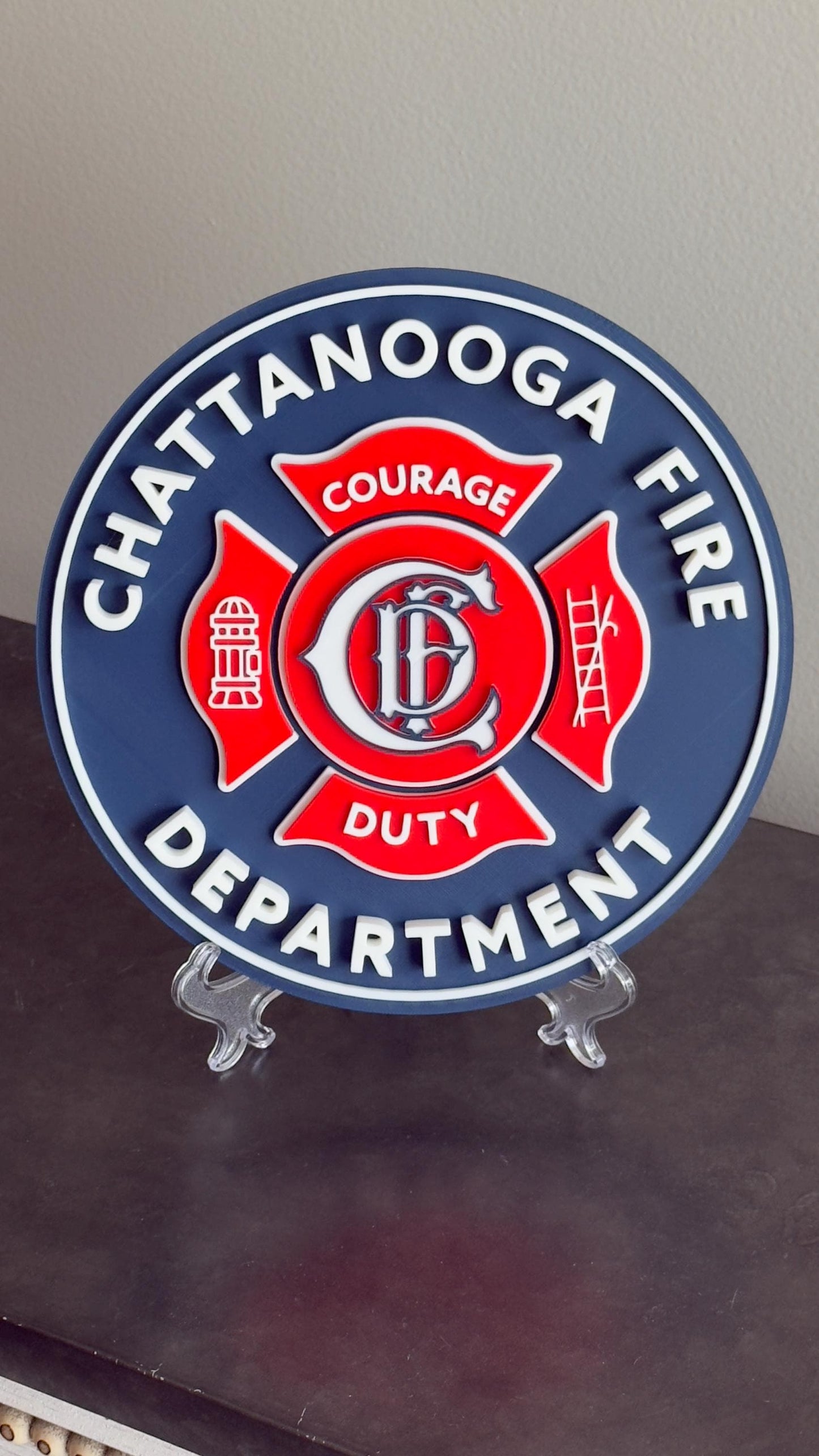 Chattanooga Fire Department 3D Embossed Display Plaque: First Responder Wall Art Tennessee