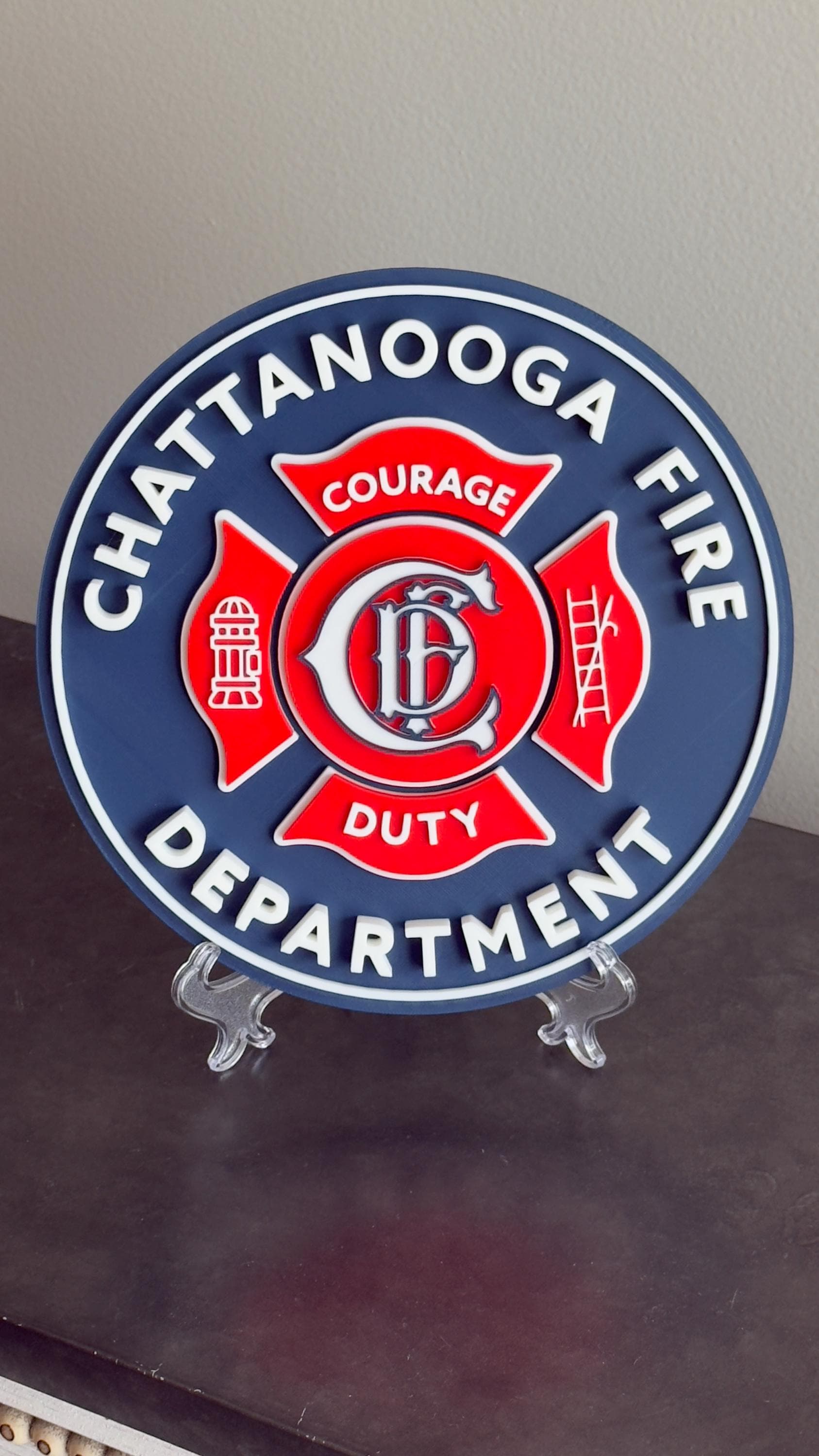 Chattanooga Fire Department 3D Embossed Display Plaque: First Responder Wall Art Tennessee