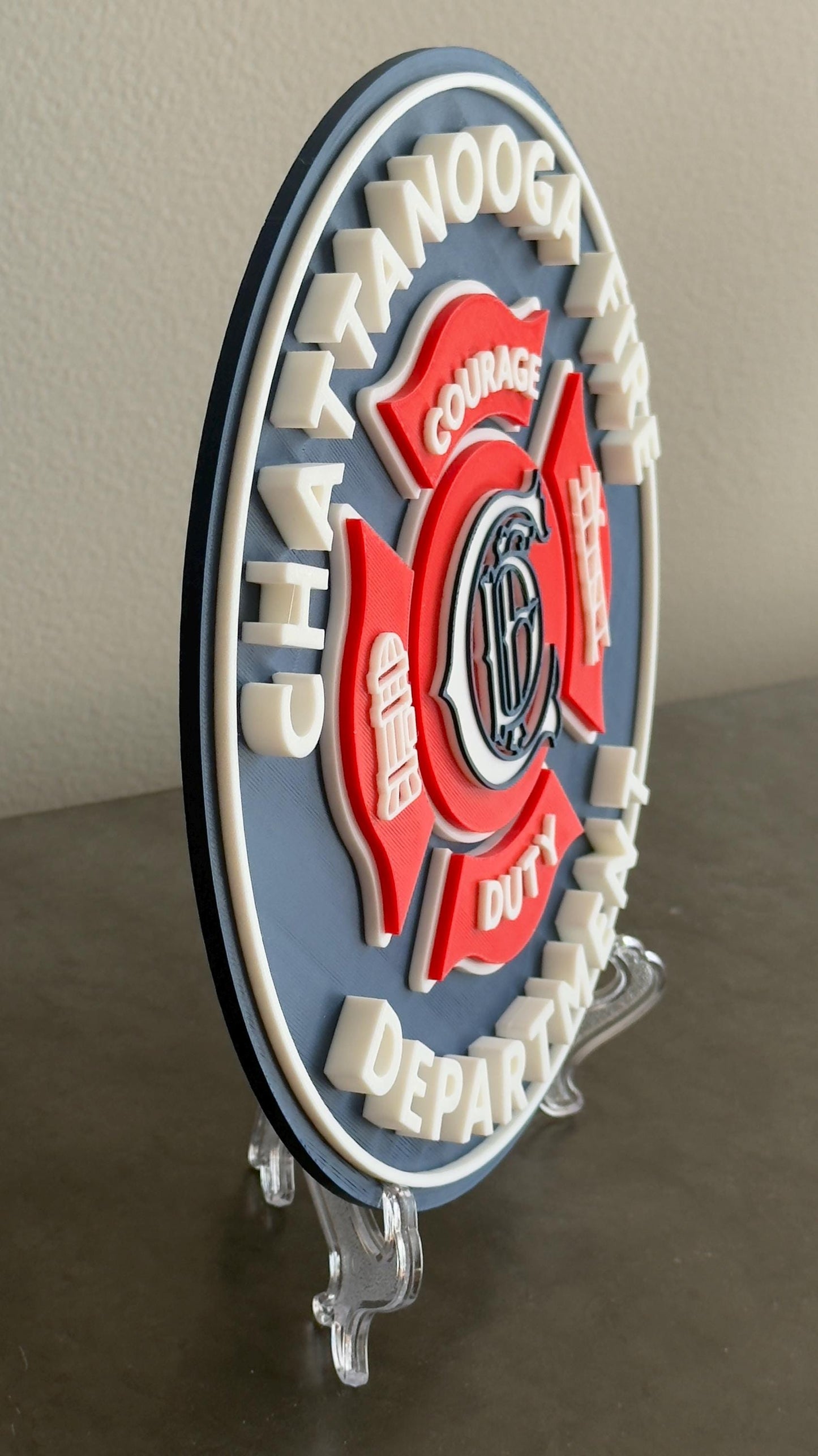 Chattanooga Fire Department 3D Embossed Display Plaque: First Responder Wall Art Tennessee