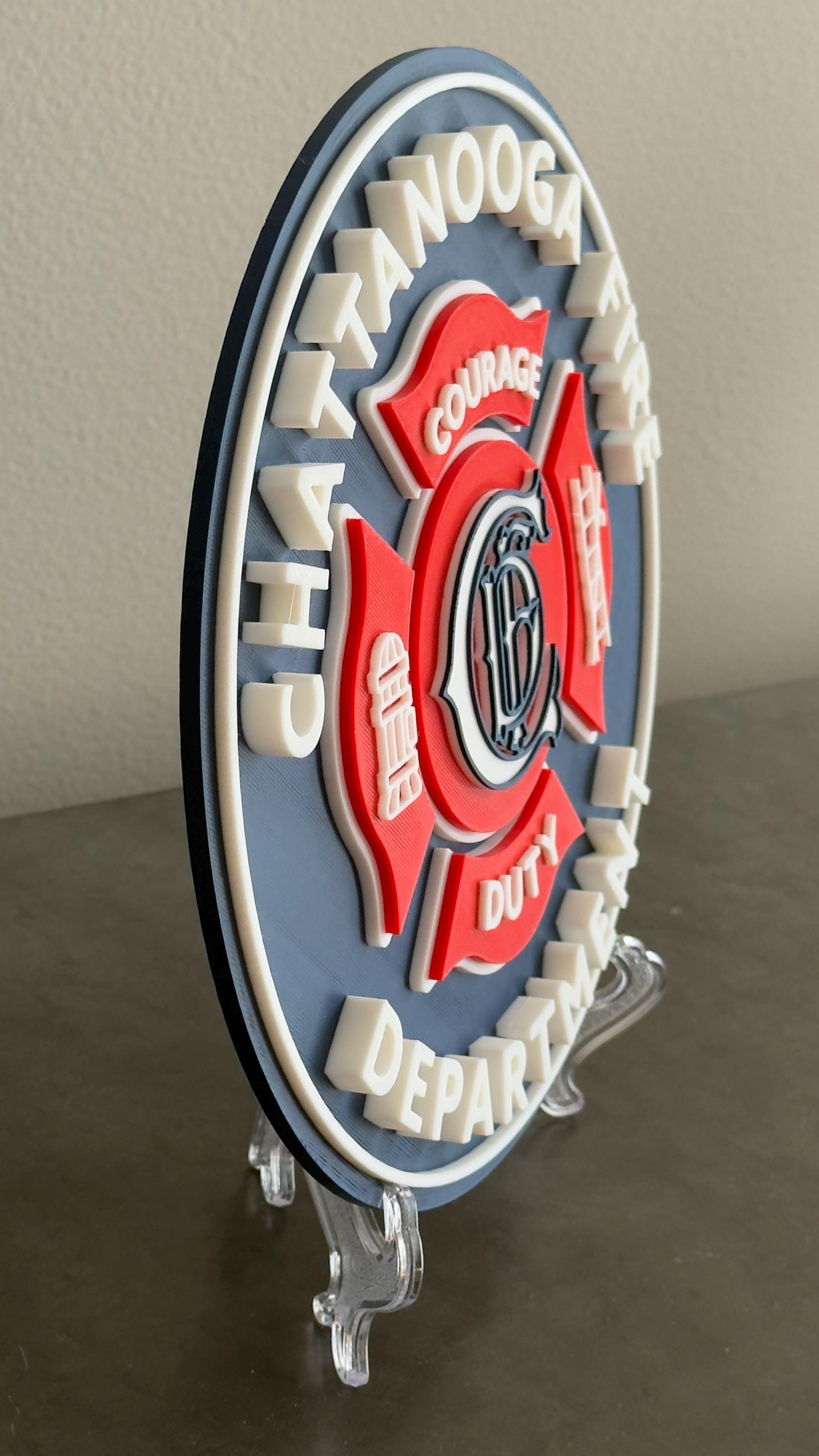 Chattanooga Fire Department 3D Embossed Display Plaque: First Responder Wall Art Tennessee