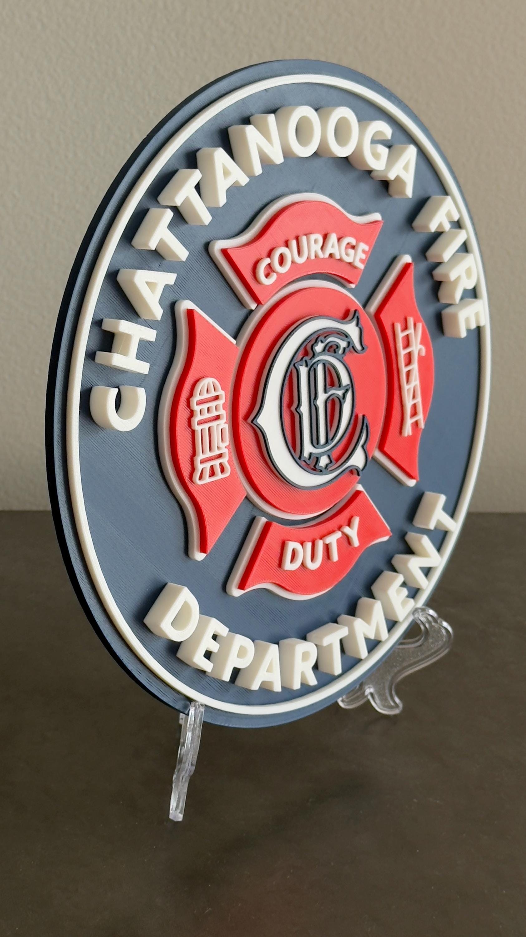 Chattanooga Fire Department 3D Embossed Display Plaque: First Responder Wall Art Tennessee