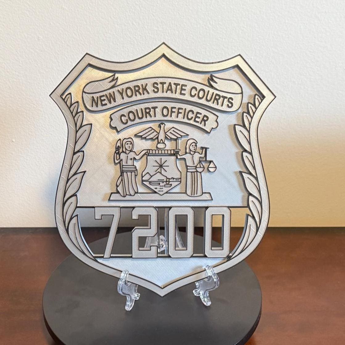 Embossed NYS Court Officer Shield Plaque: 3D Display Police Gift New York