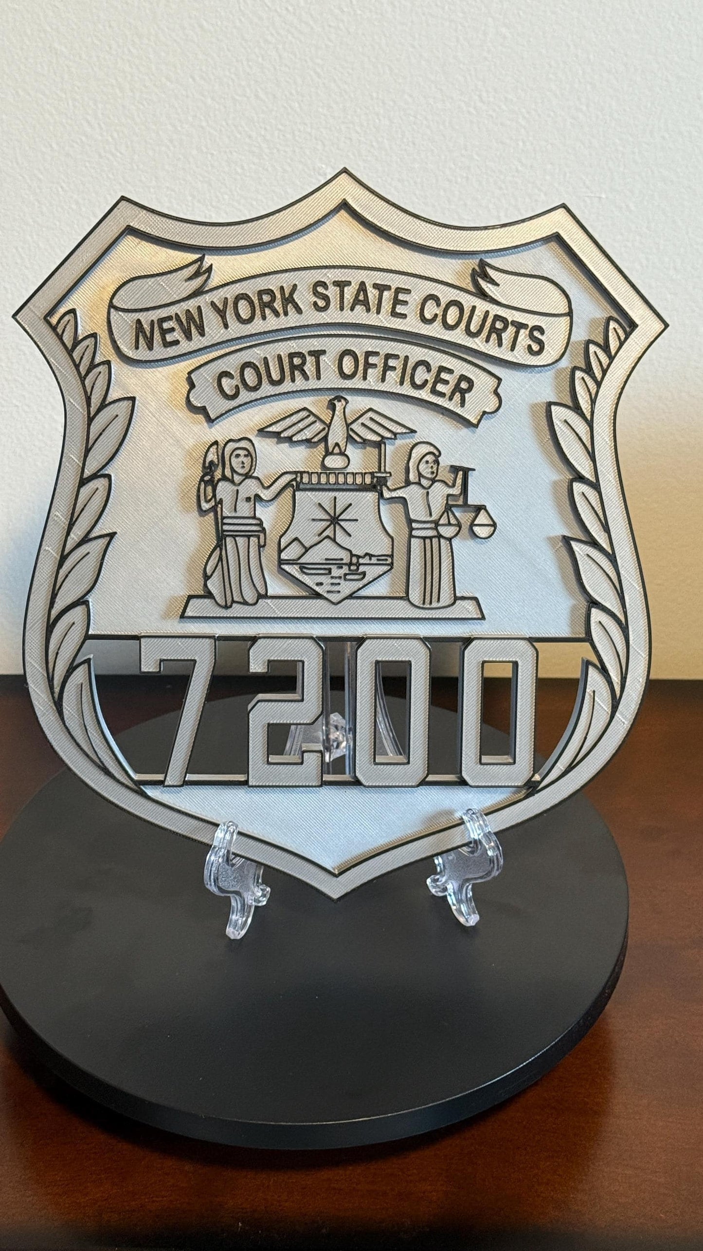 Embossed NYS Court Officer Shield Plaque: 3D Display Police Gift New York