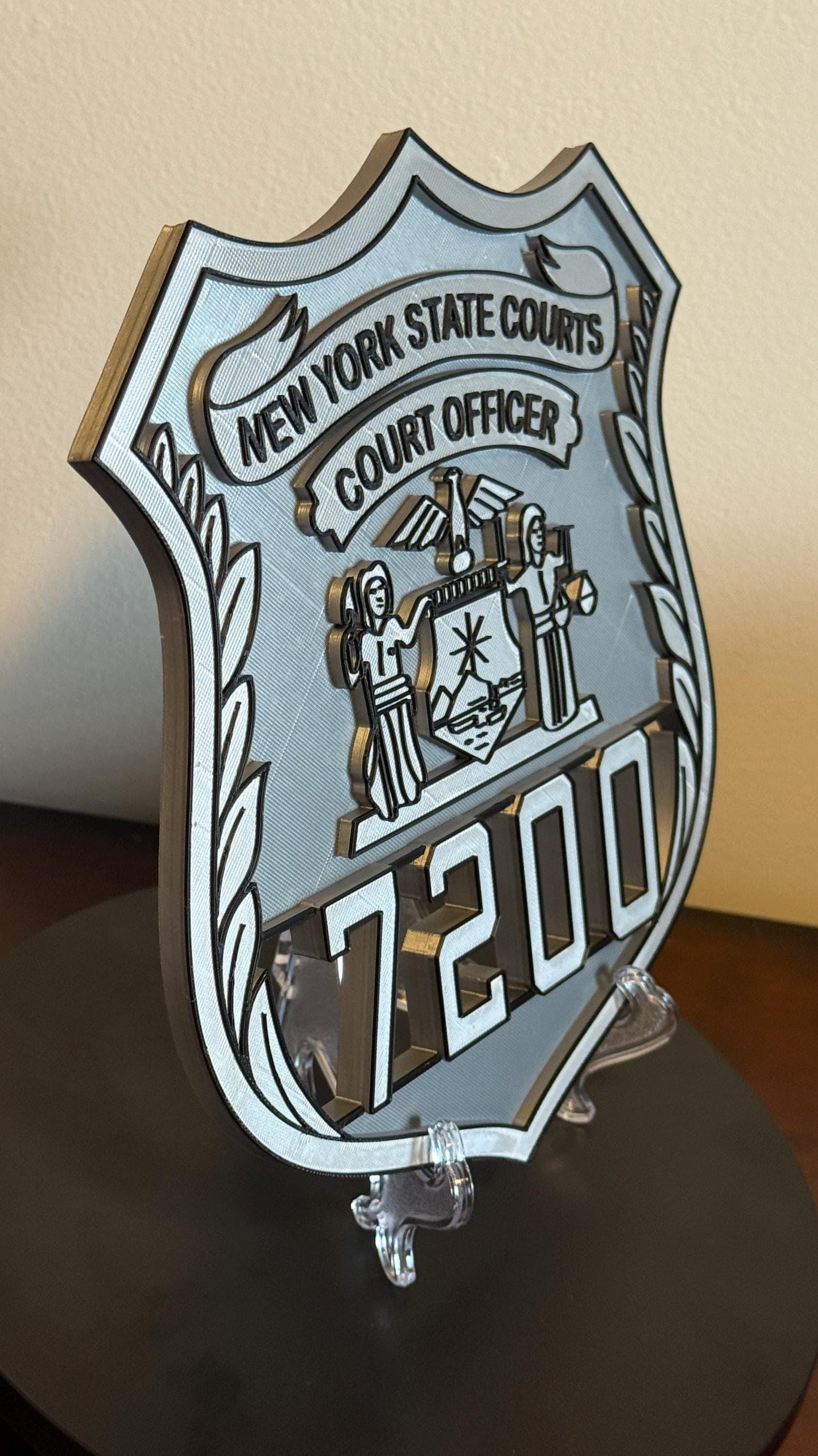 Embossed NYS Court Officer Shield Plaque: 3D Display Police Gift New York