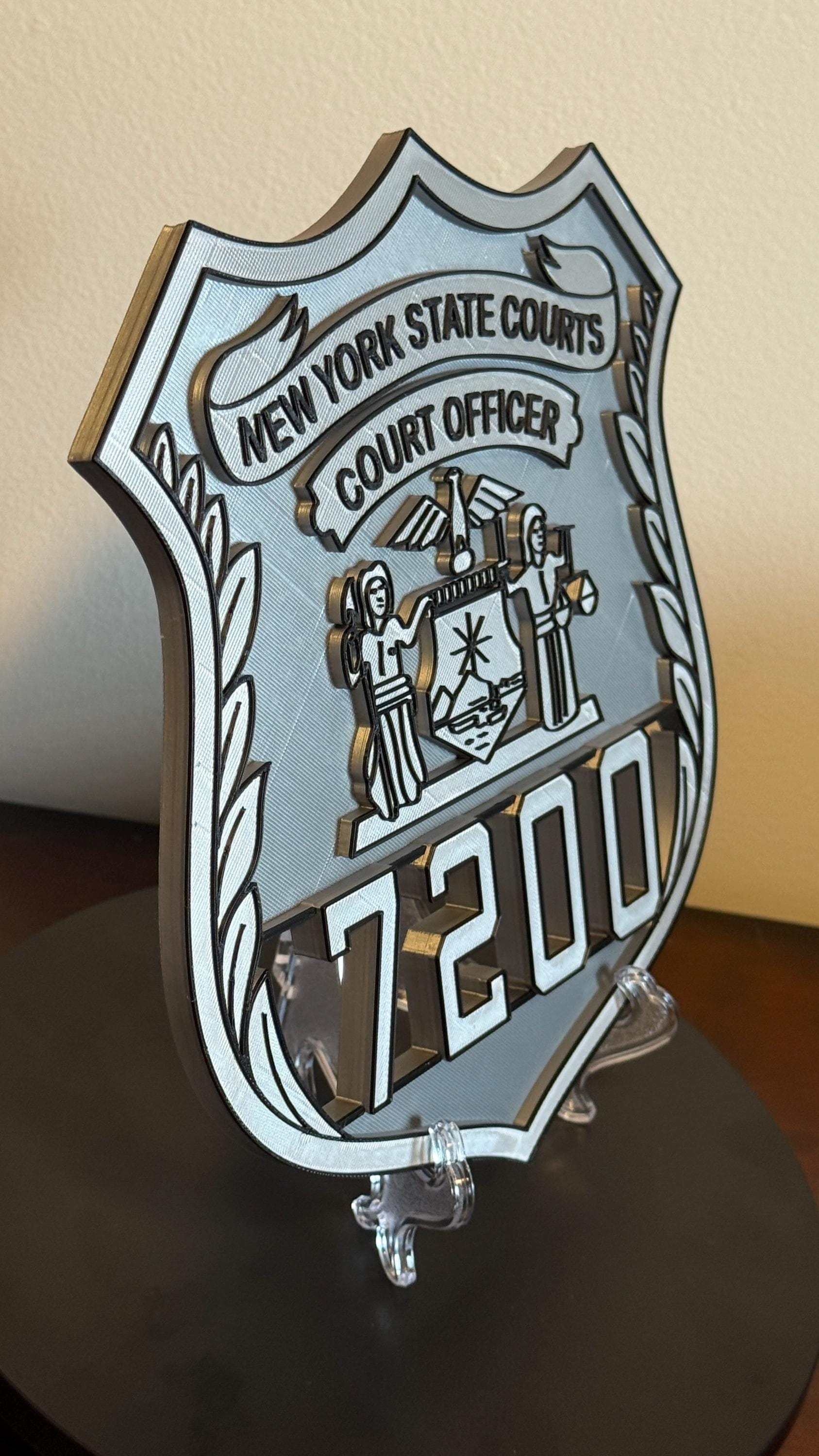Embossed NYS Court Officer Shield Plaque: 3D Display Police Gift New York