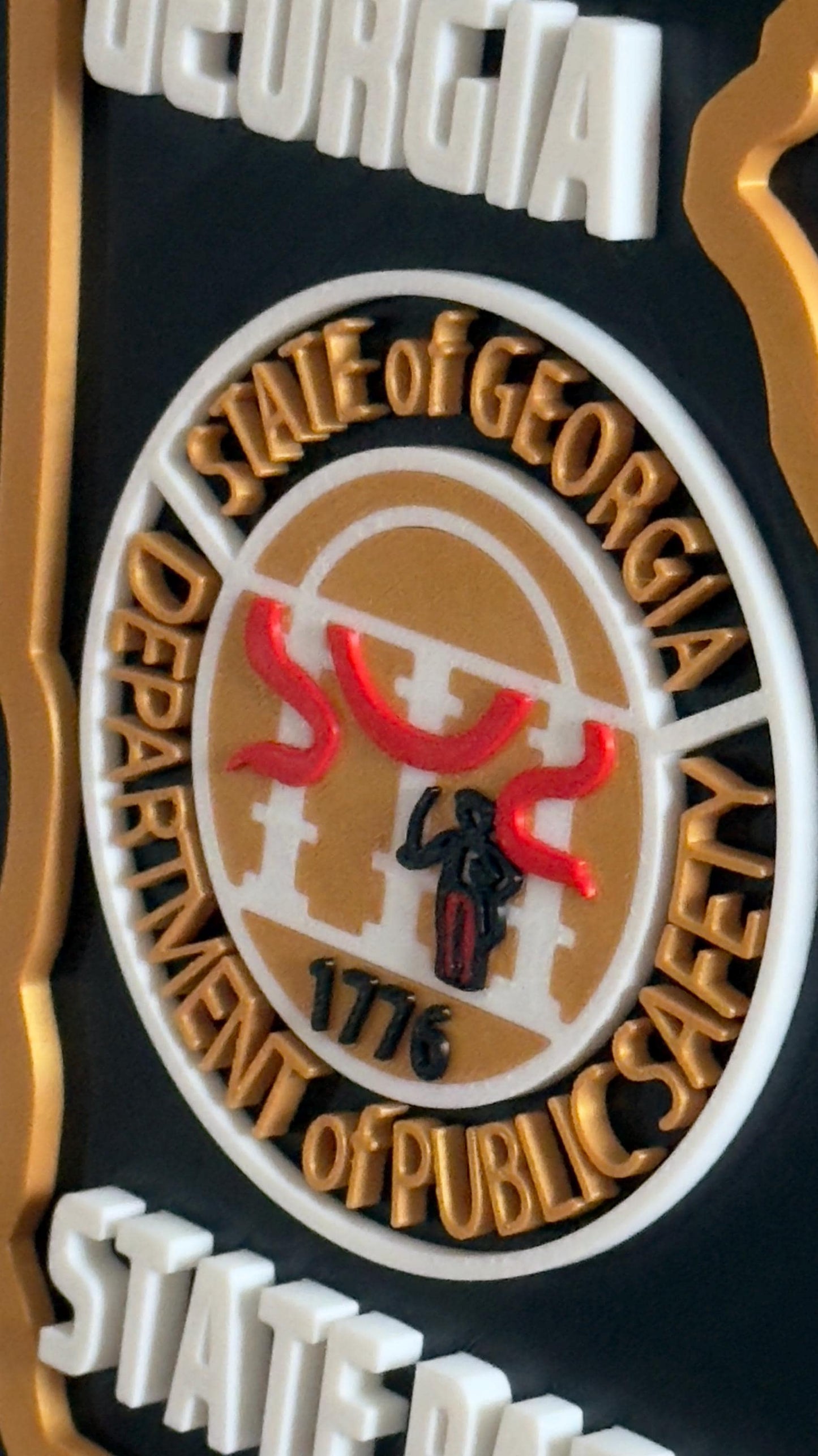 Georgia State Patrol Plaque: 3D Embossed First Responder Wall Art