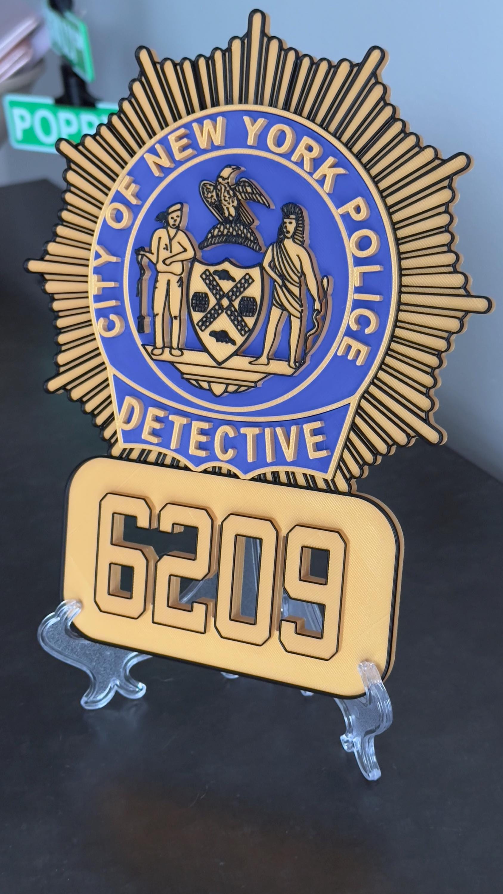 NYPD Detective Shield Plaque, Embossed 3D Display (9 Inch Plaque)