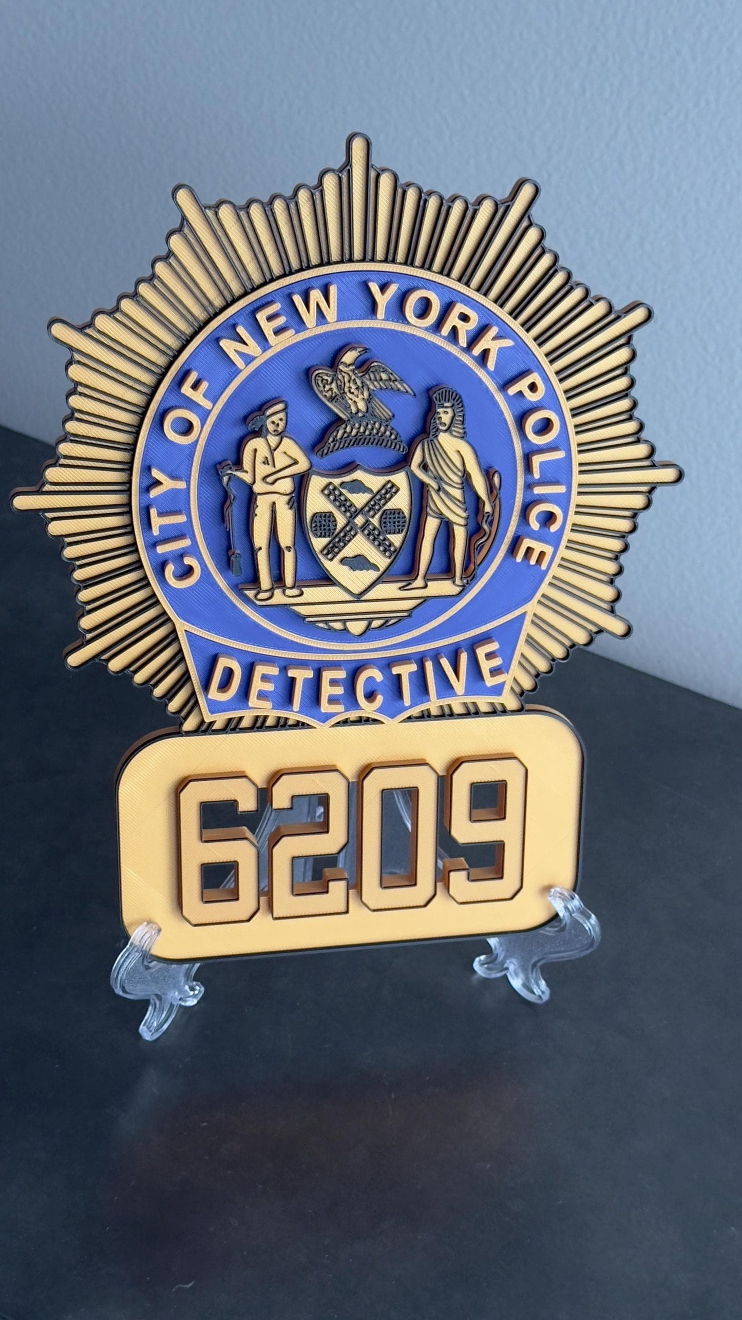 NYPD Detective Shield Plaque, Embossed 3D Display (9 Inch Plaque)