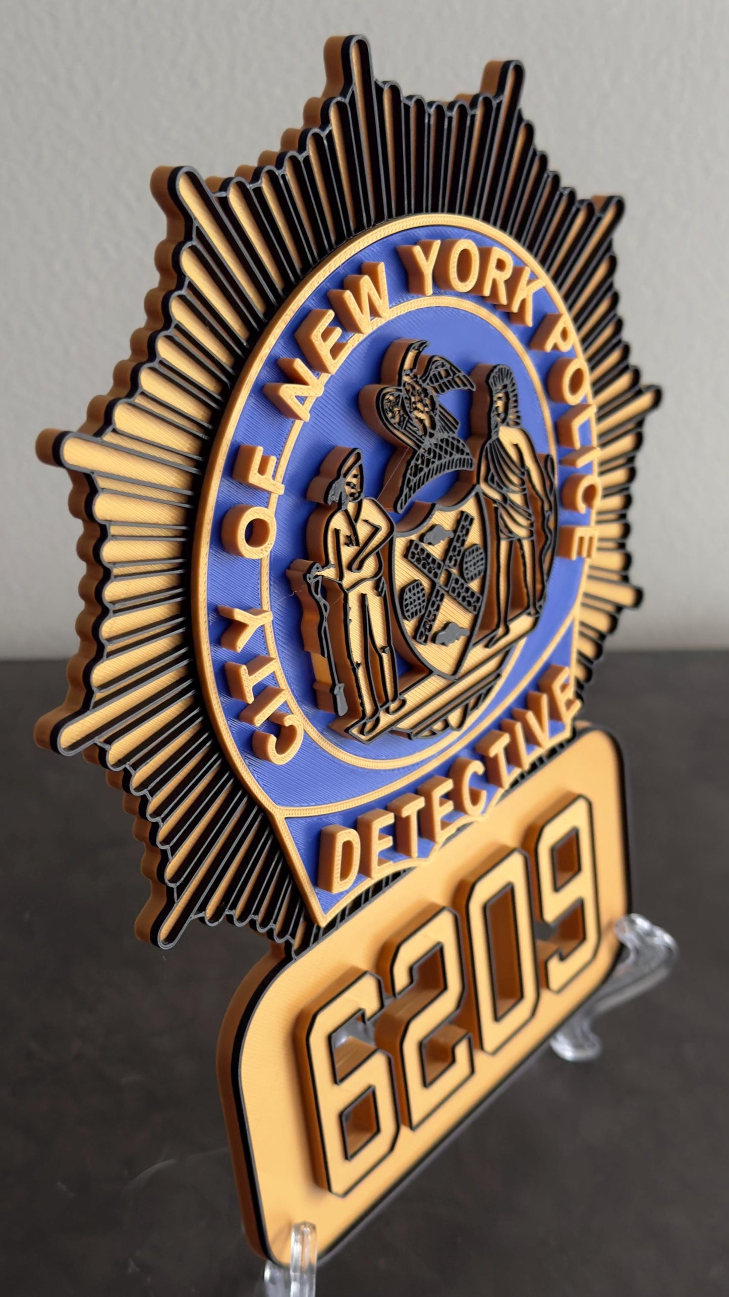 NYPD Detective Shield Plaque, Embossed 3D Display (9 Inch Plaque)