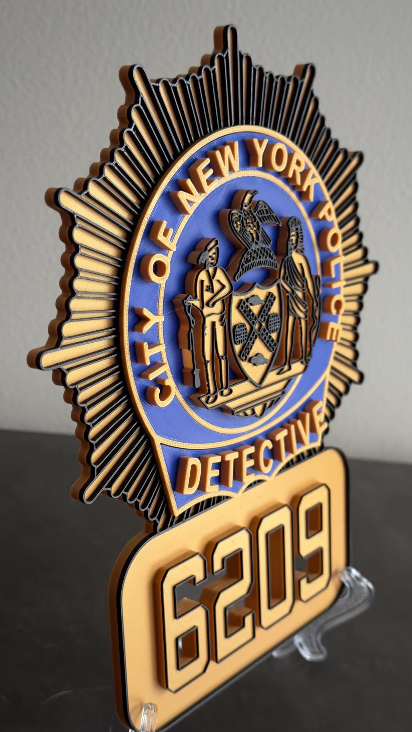 NYPD Detective Shield Plaque, Embossed 3D Display (9 Inch Plaque)