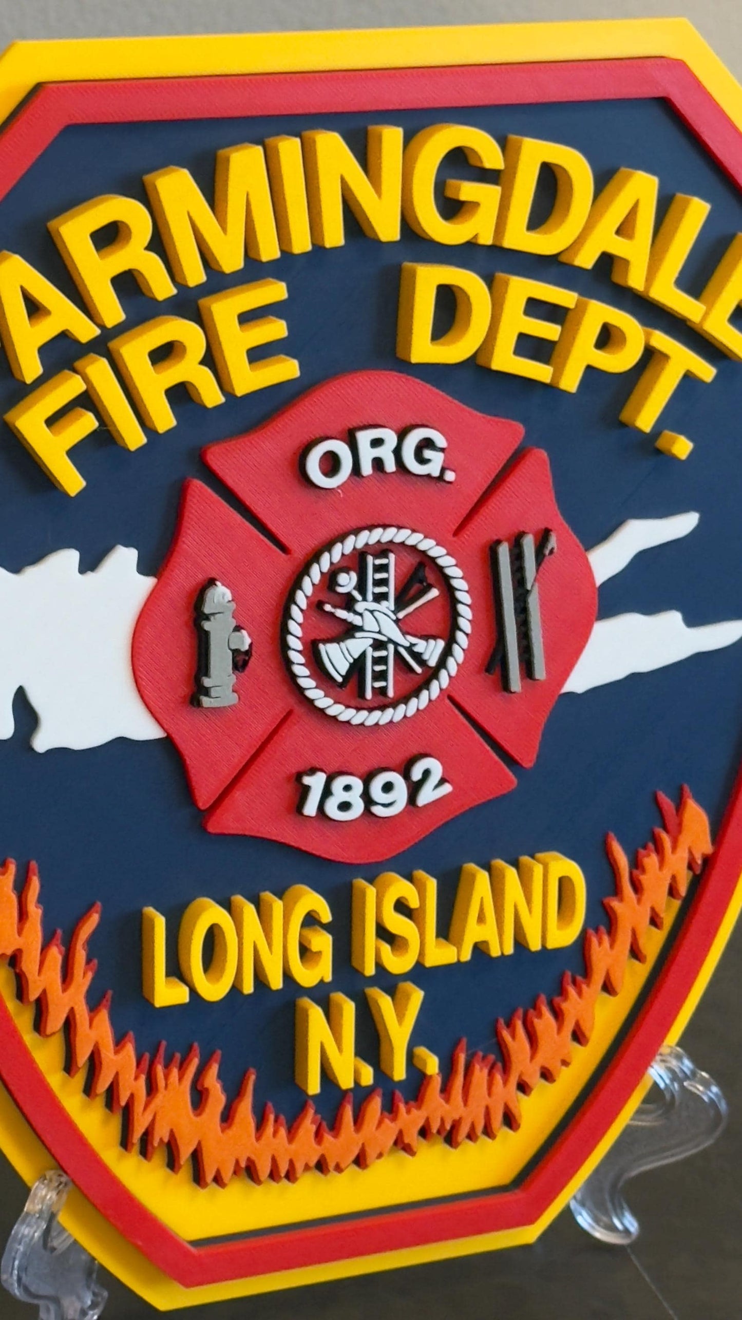 Farmingdale Fire Department 3D Embossed Plaque: Long Island, NY Firefighter Gift New York