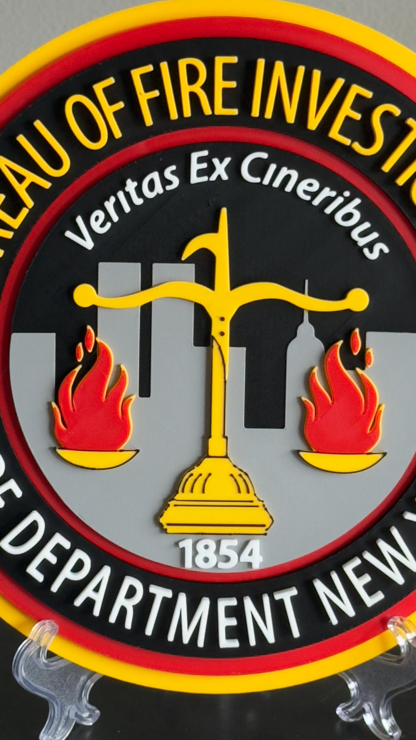 FDNY Bureau of Fire Investigations Plaque: 3D Embossed Firefighter Gift