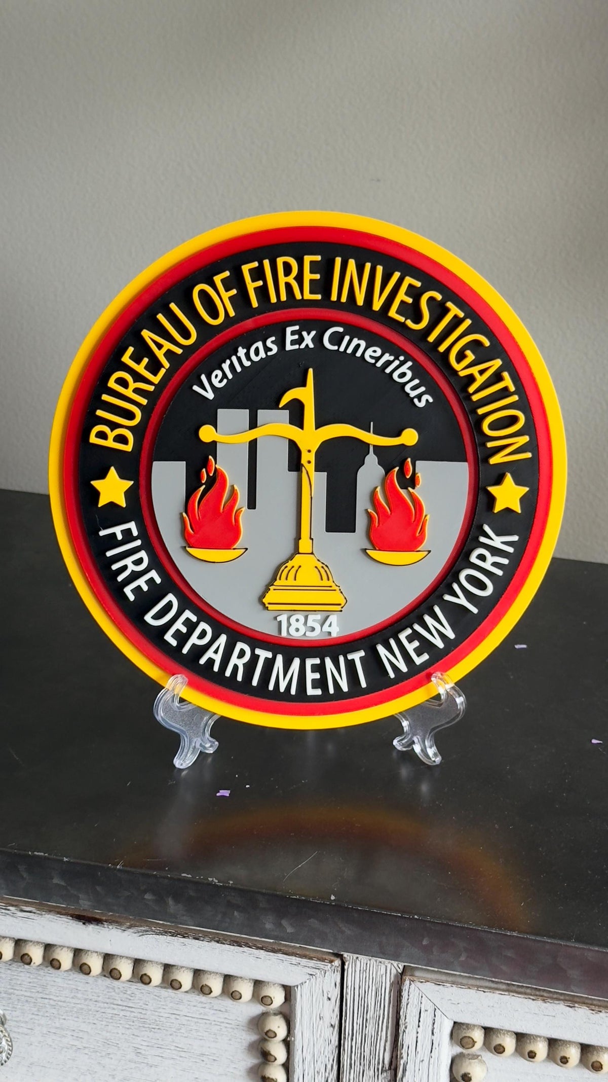 FDNY Bureau of Fire Investigations Plaque: 3D Embossed Firefighter Gift