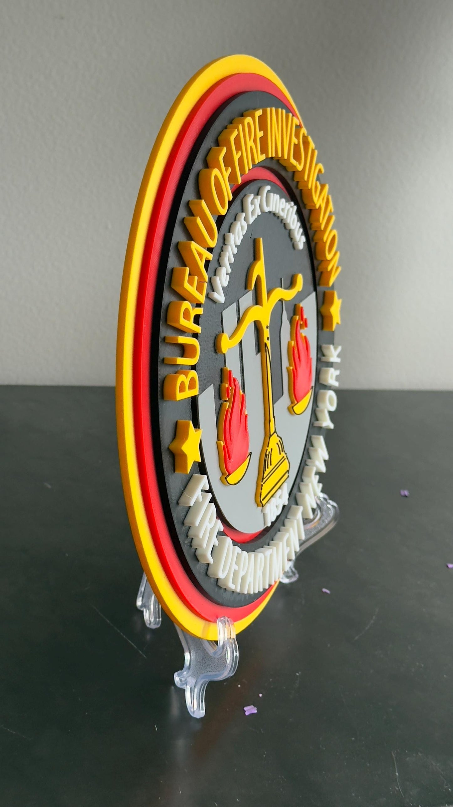 FDNY Bureau of Fire Investigations Plaque: 3D Embossed Firefighter Gift