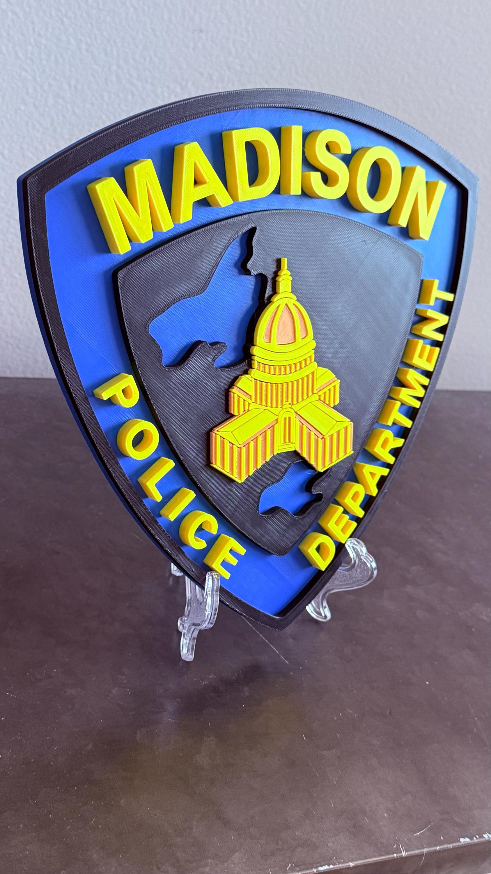 Madison Police Department 3D Embossed Plaque: First Responder Wall Art Wisconsin