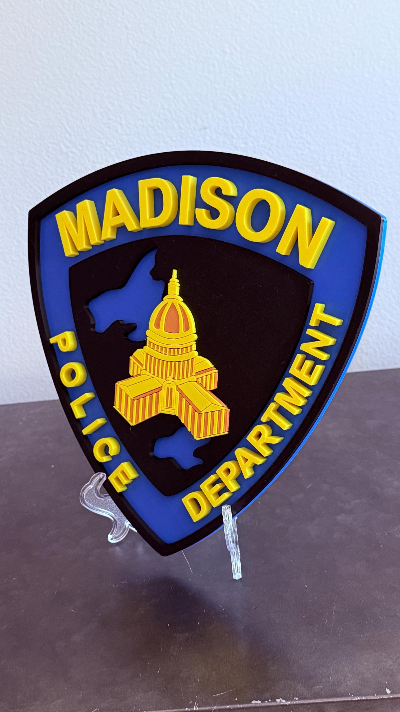 Madison Police Department 3D Embossed Plaque: First Responder Wall Art Wisconsin