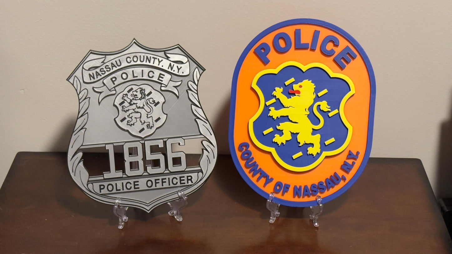 Nassau County Police Shield 3D Plaque: First Responder Wall Art New York
