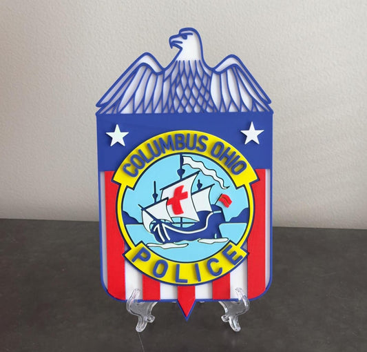 Columbus Ohio Police Department 3D Embossed Plaque - First Responder Wall Art