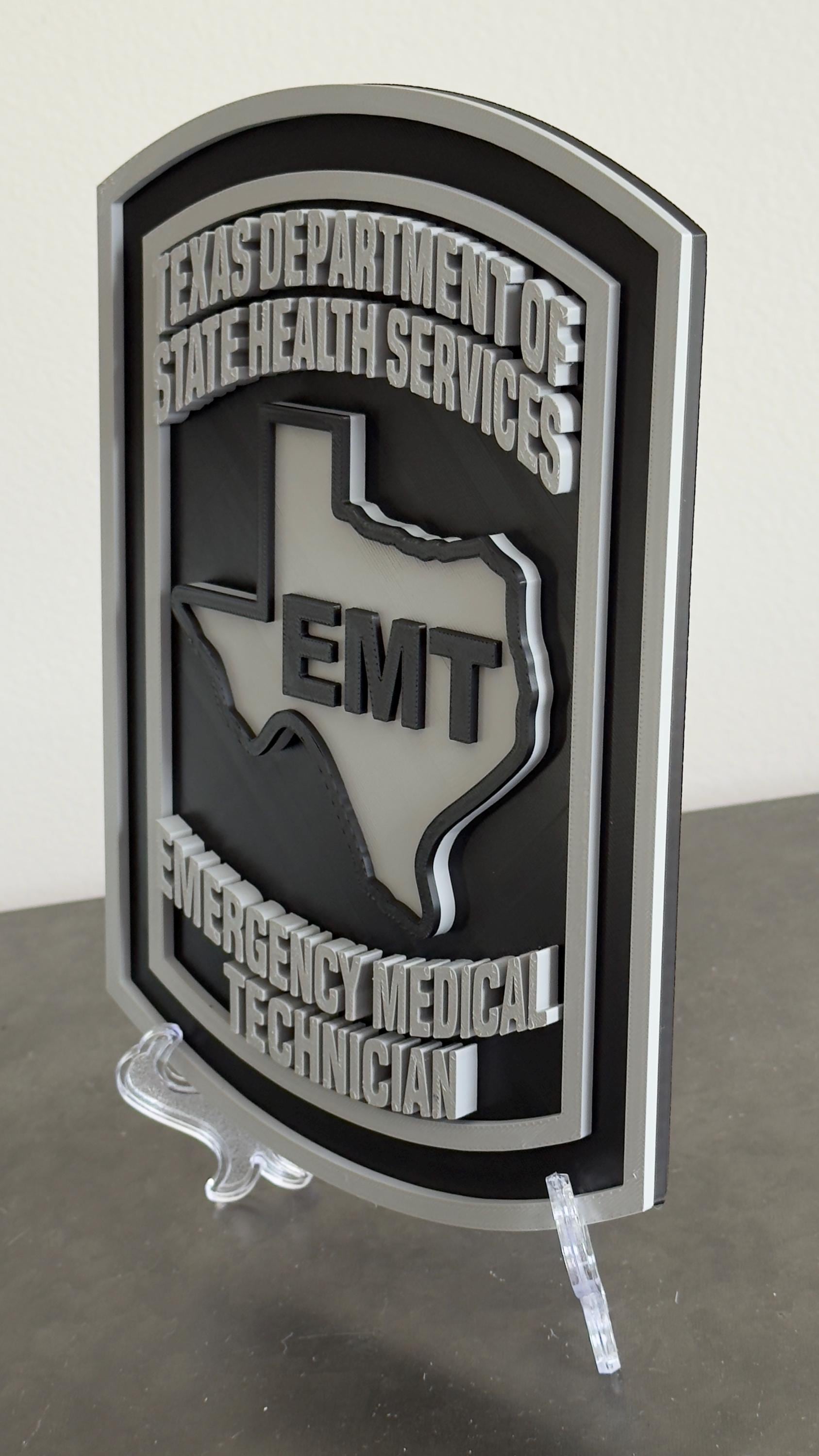 Texas EMT Plaque: 3D Embossed First Responder Decor