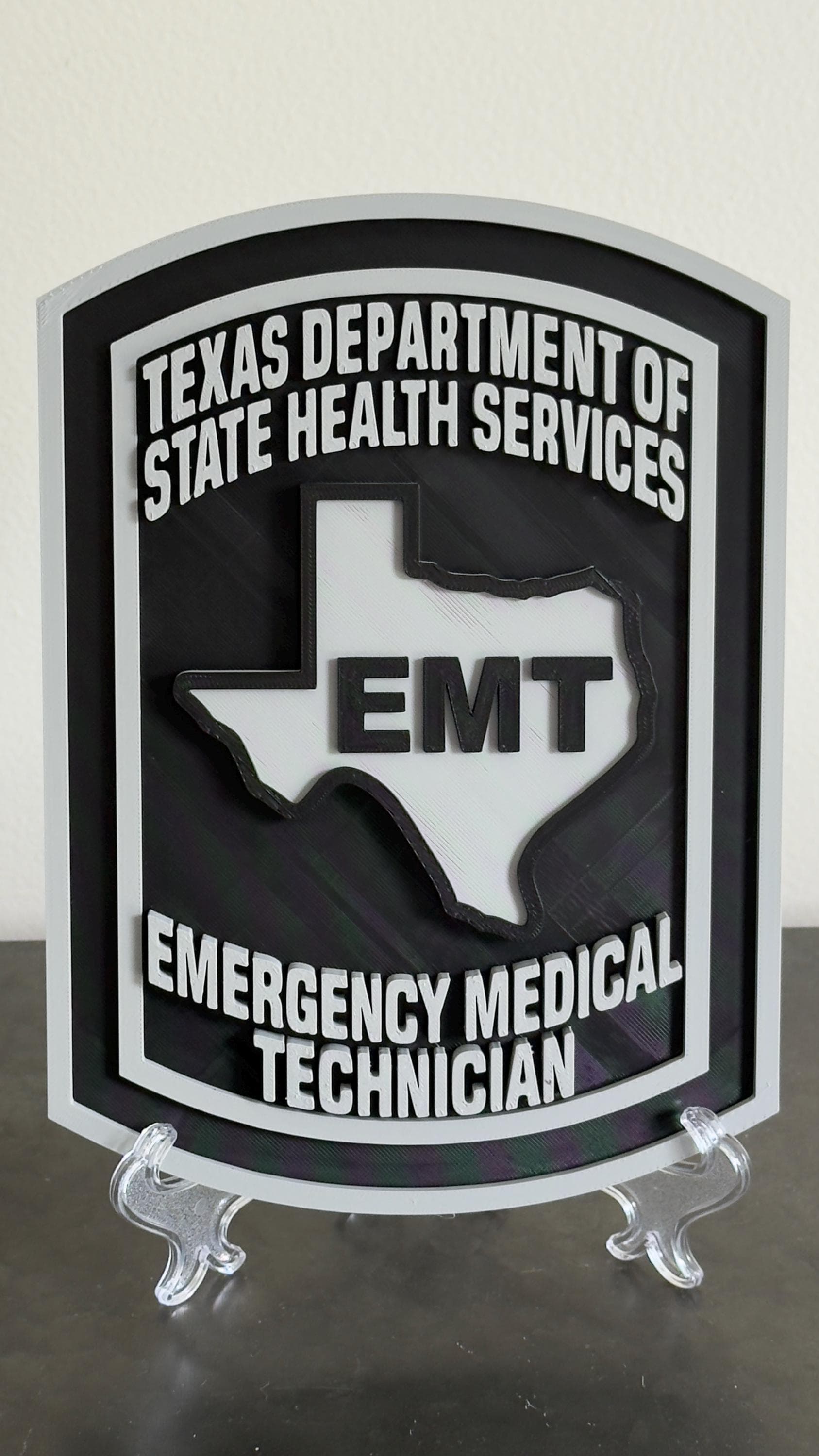 Texas EMT Plaque: 3D Embossed First Responder Decor