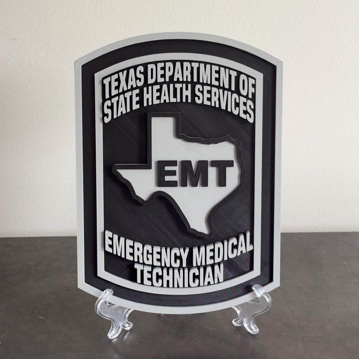 Texas EMT Plaque: 3D Embossed First Responder Decor