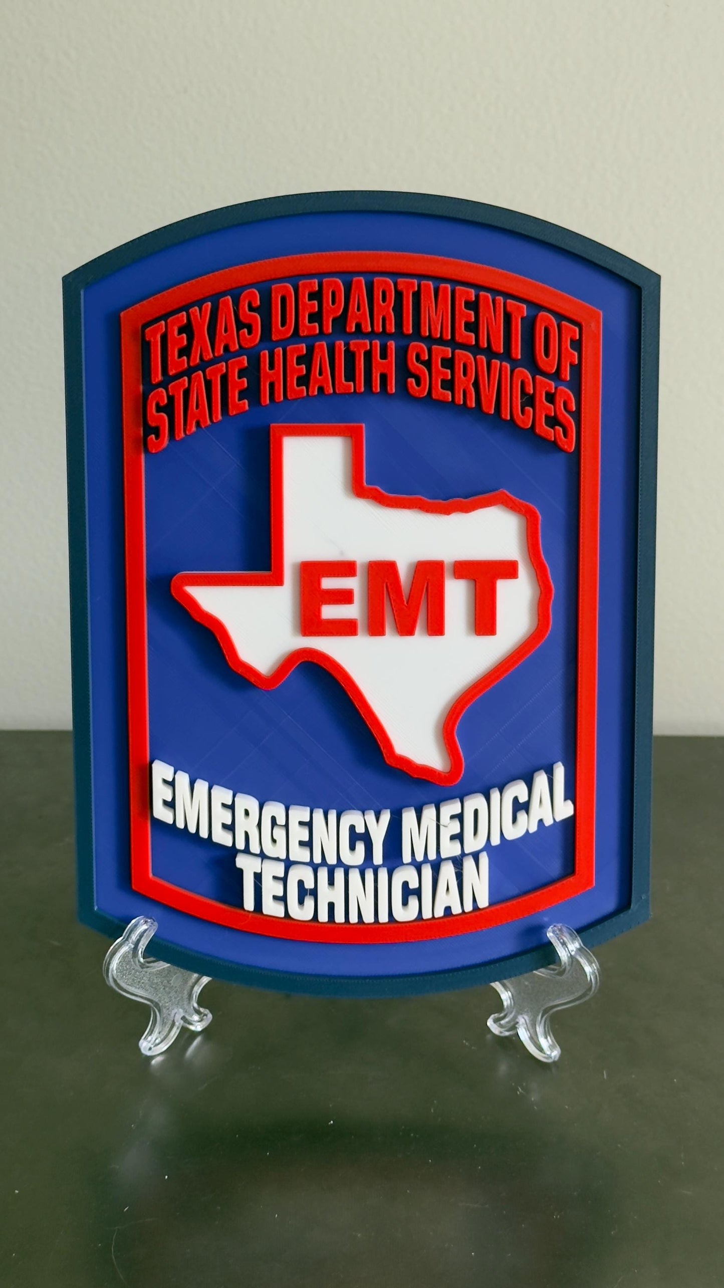 Texas EMT Plaque: 3D Embossed First Responder Decor