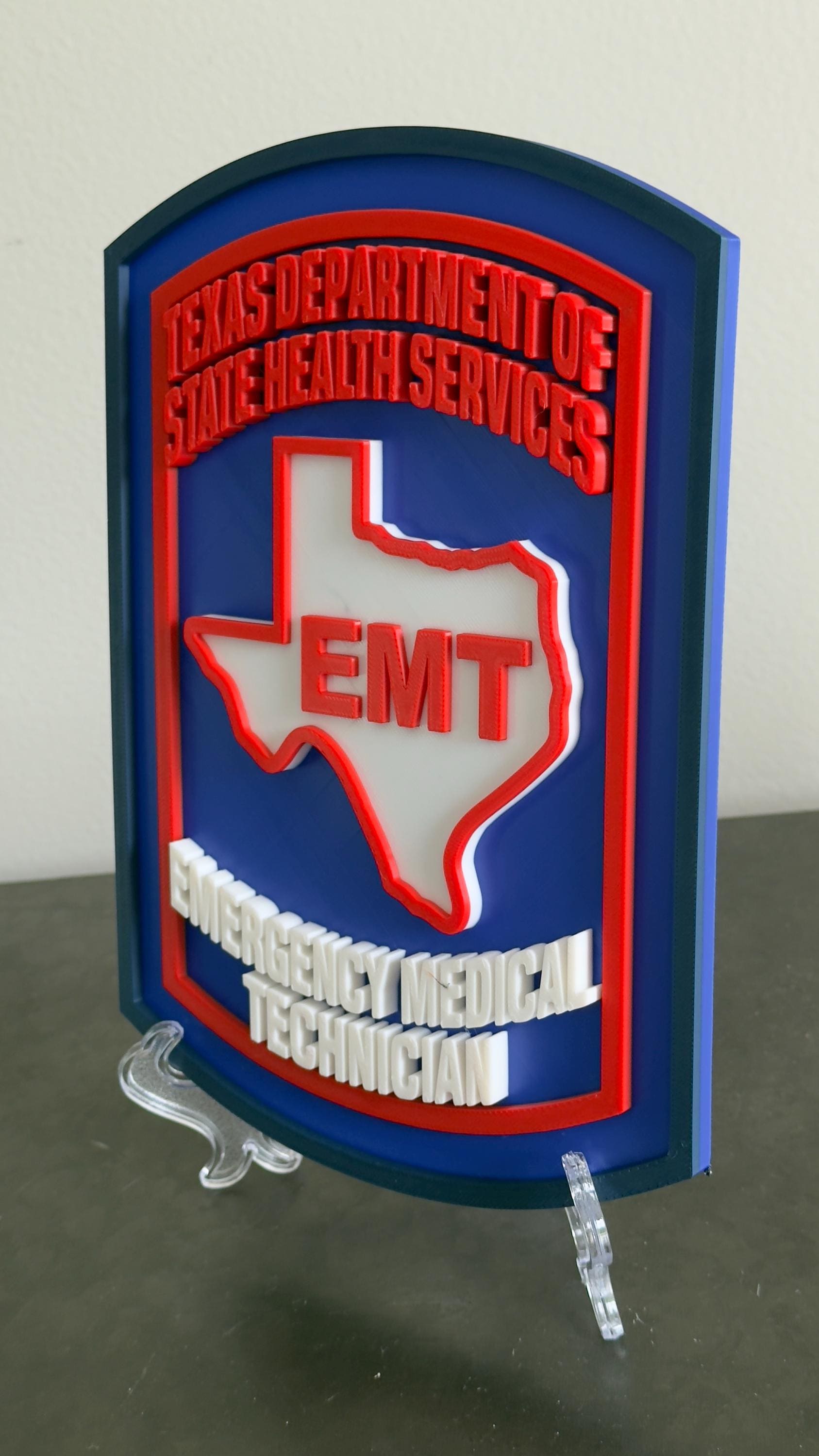 Texas EMT Plaque: 3D Embossed First Responder Decor
