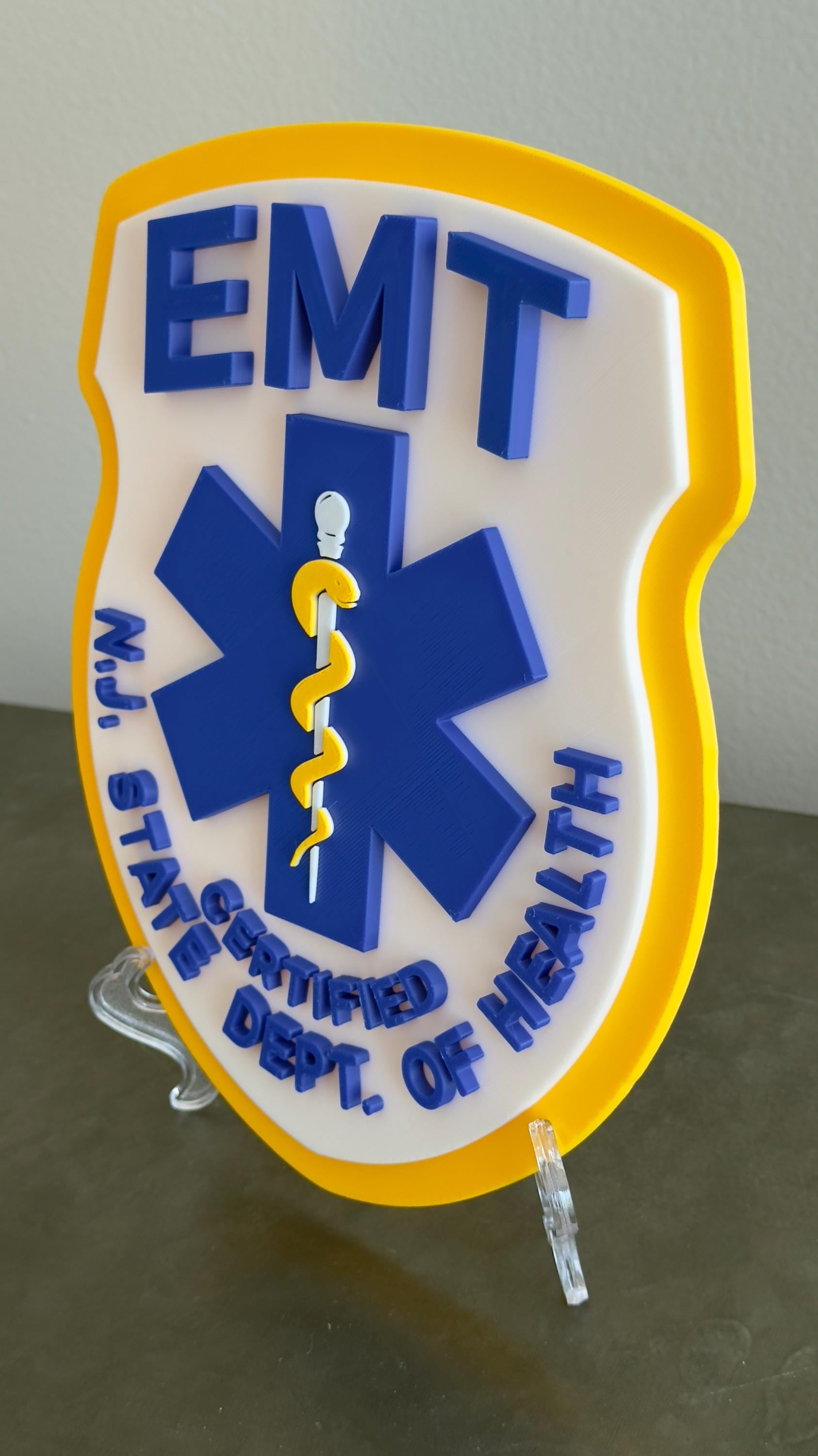 NJ EMT Plaque: 3D First Responder Wall Art New Jersey