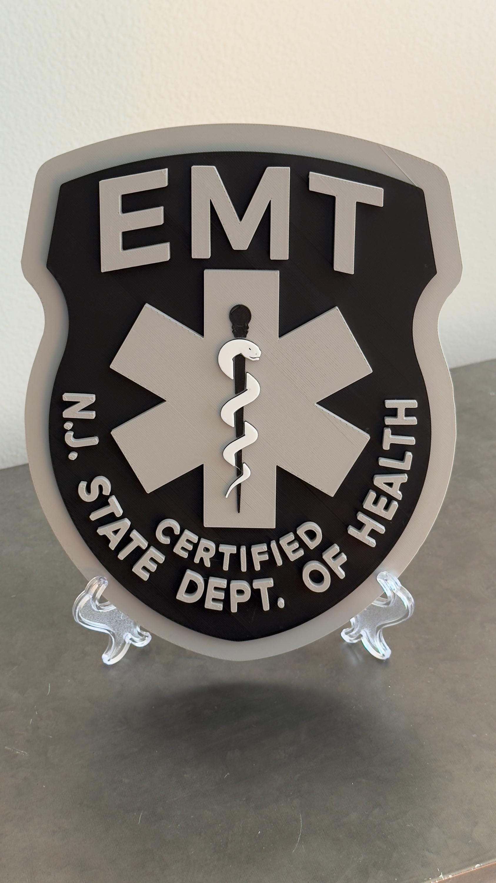 NJ EMT Plaque: 3D First Responder Wall Art New Jersey