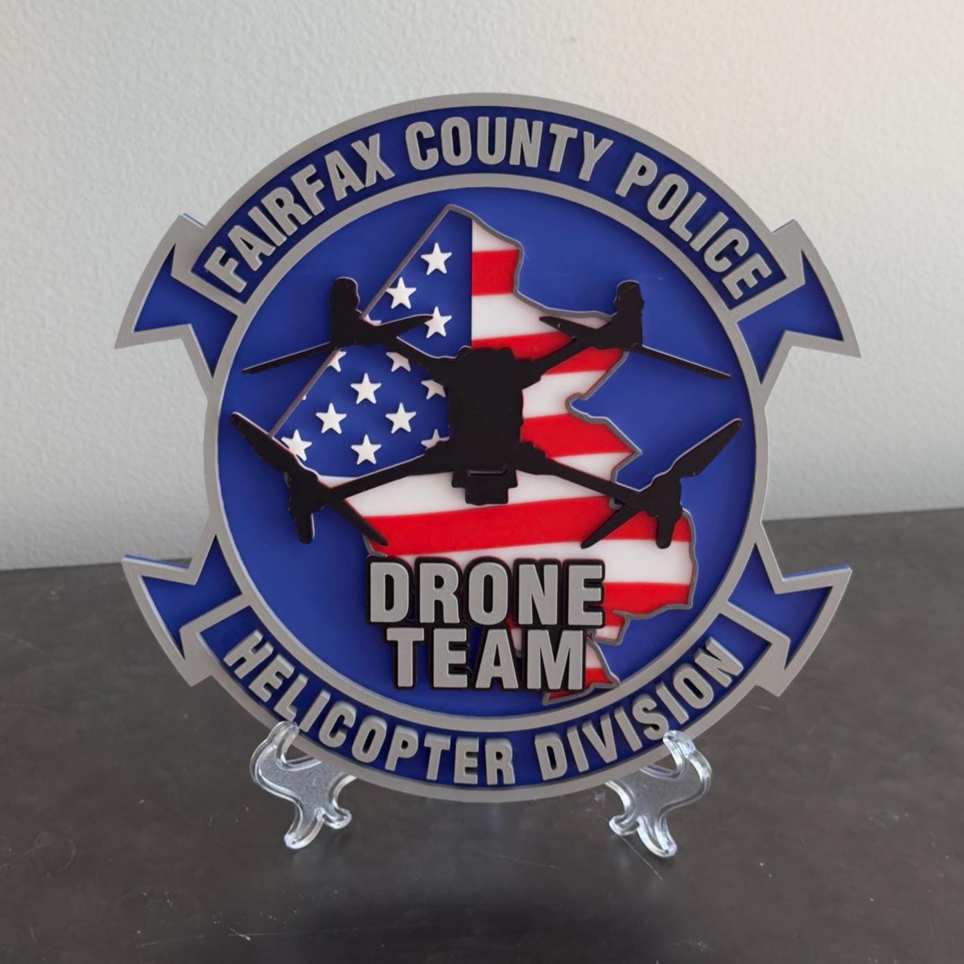 Fairfax County Police Drone Team 3D Plaque - First Responder Wall Decor Virginia