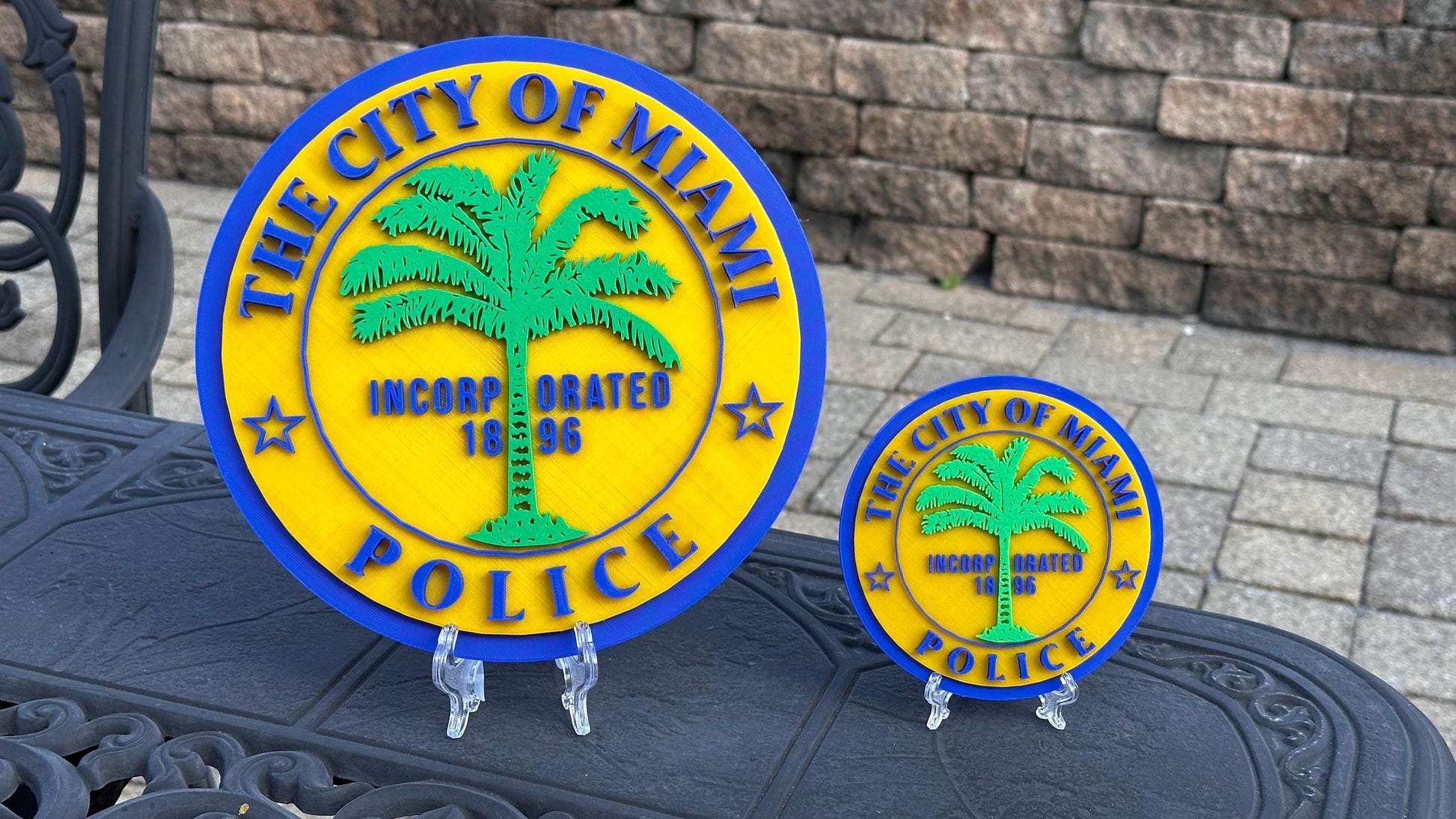 Miami Police Department Plaque: 3D Embossed Display with Stand Florida
