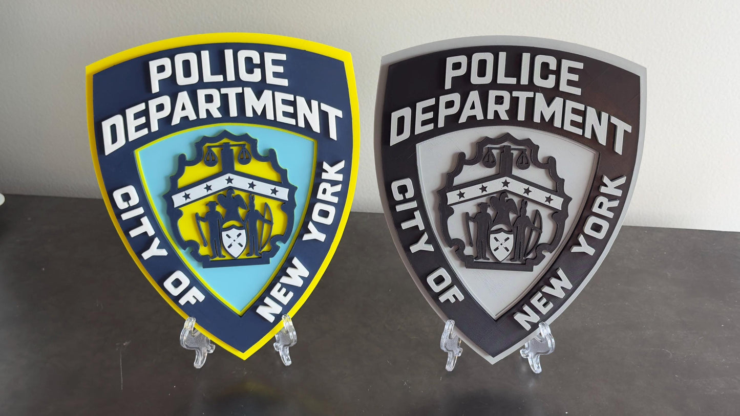 NYPD 3D Embossed Display Plaque: NYC Police Department Wall Art