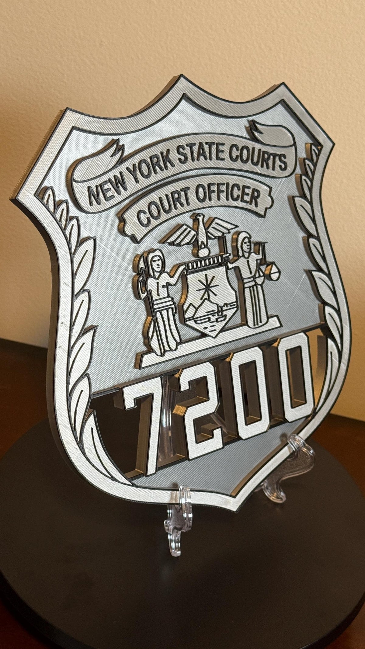 Embossed NYS Court Officer Shield Plaque: 3D Display Police Gift New York